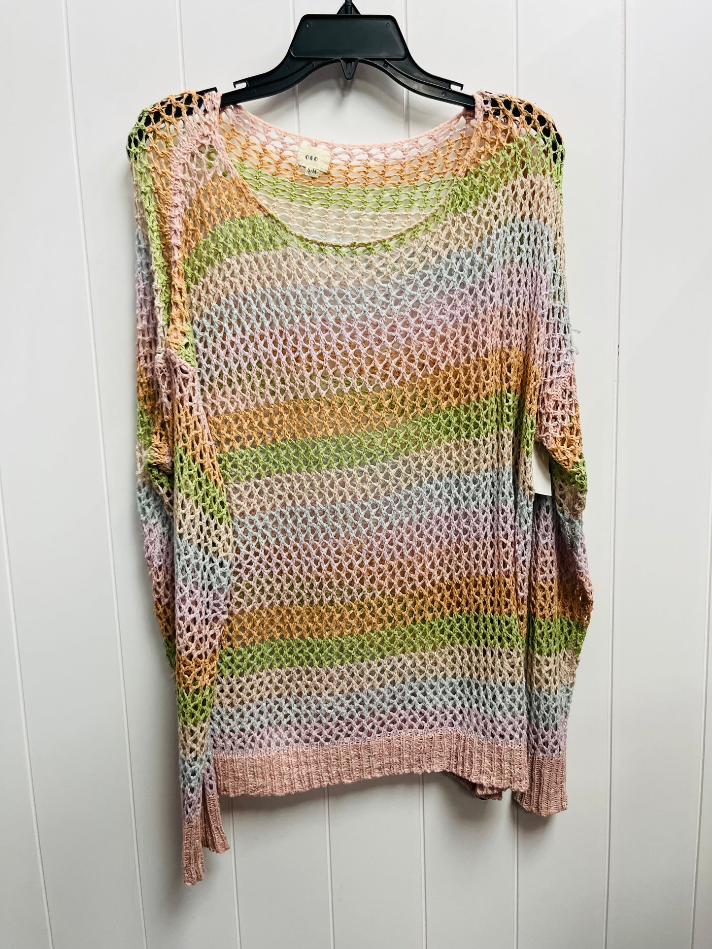 Sweater By Clothes Mentor In Green & Pink, Size: M