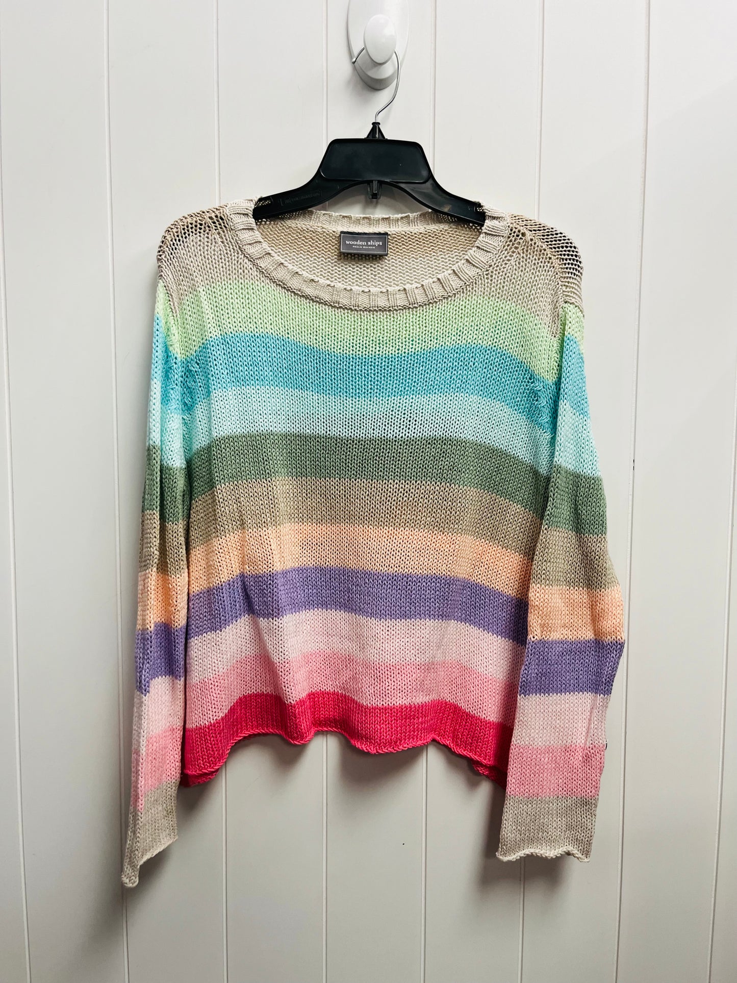Sweater By Wooden Ships In Green & Pink, Size: S