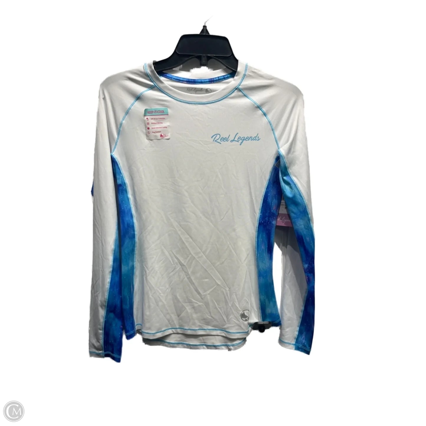 Top Long Sleeve By Reel Legends In Blue & White, Size: S