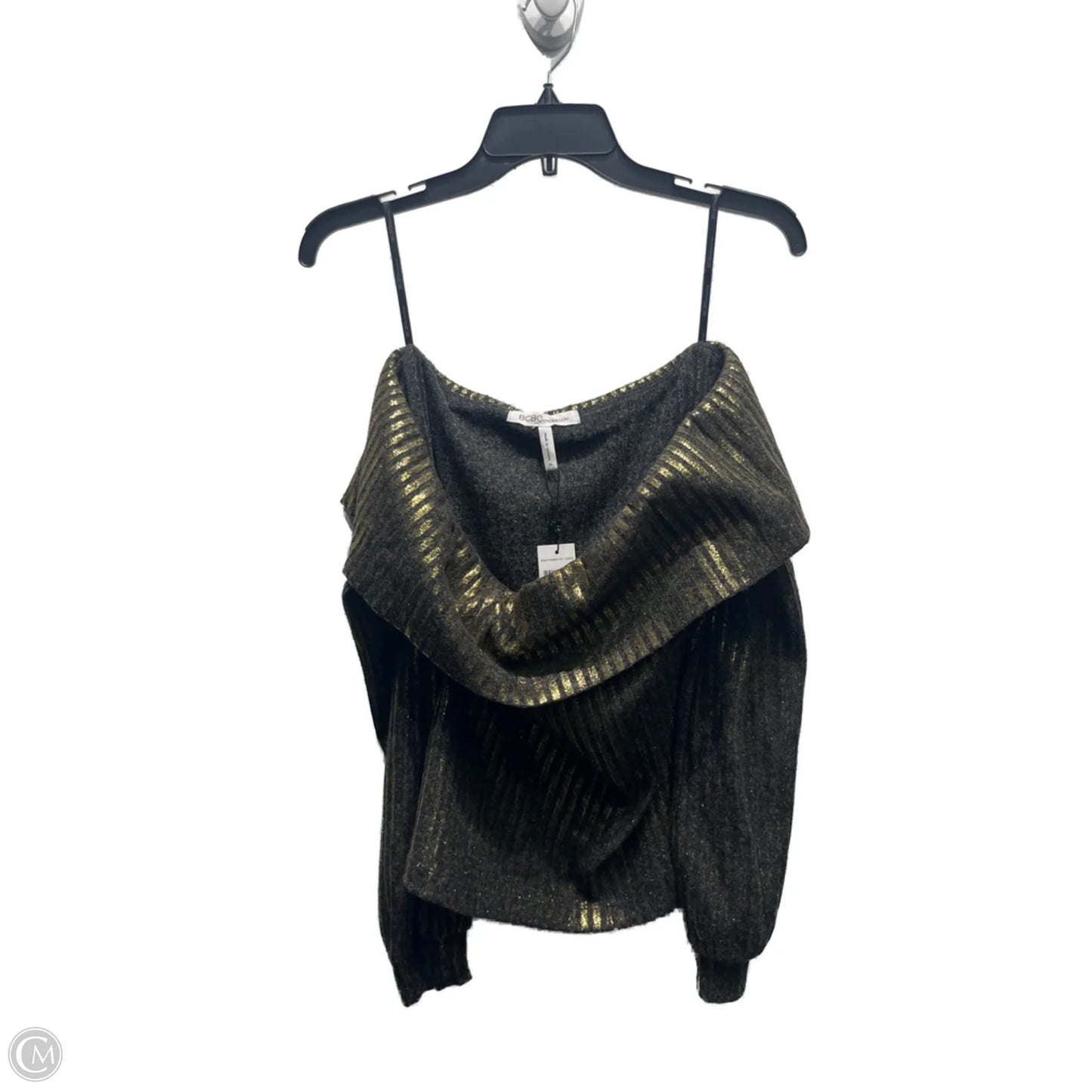 Top Long Sleeve By Bcbgeneration In Black & Gold, Size: M