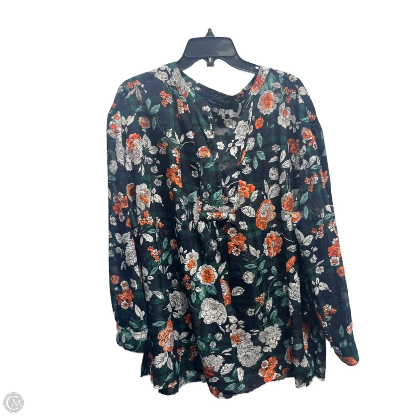 Top Long Sleeve By Tommy Hilfiger In Green & Orange, Size: Xl