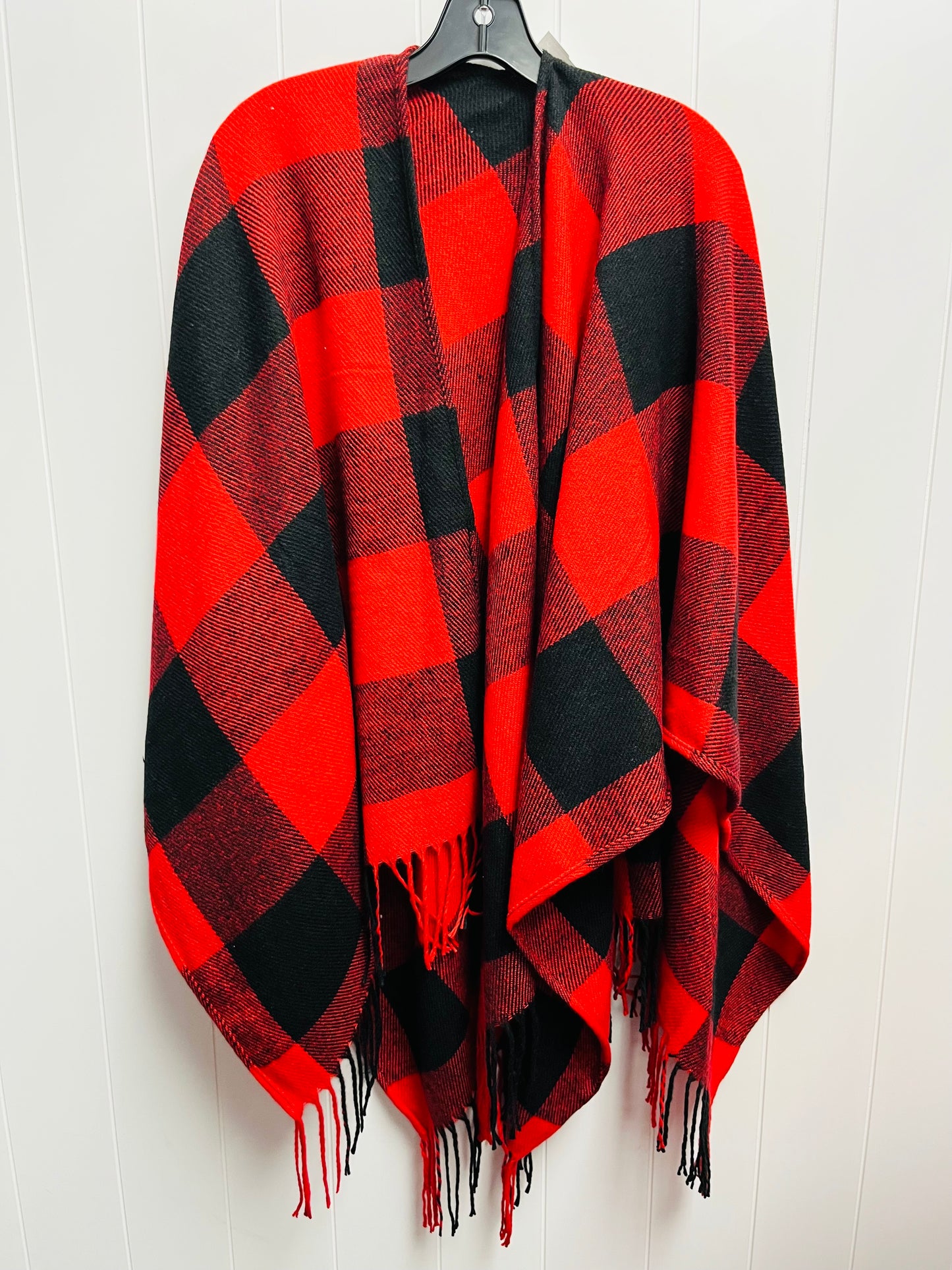 Shawl By Clothes Mentor In Black & Red, Size: Osfm