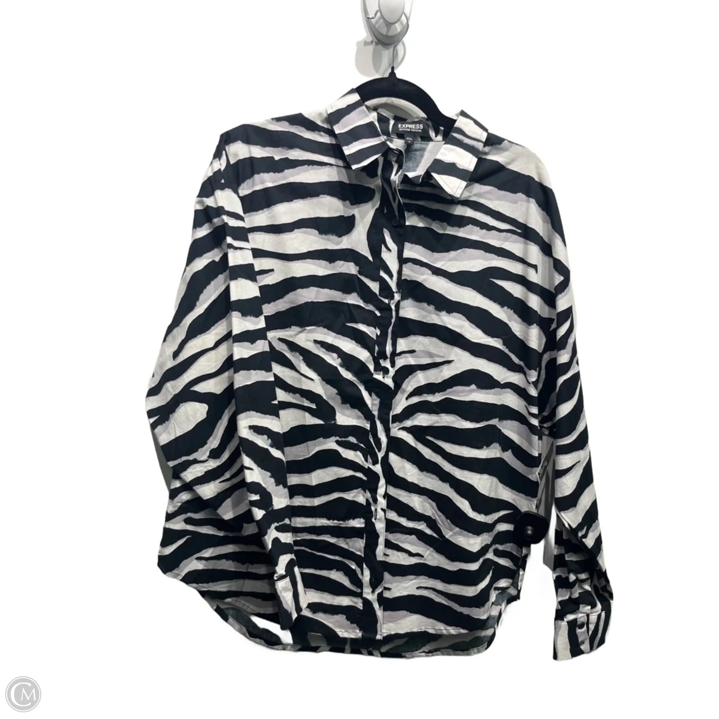 Top Long Sleeve By Express In Black & White, Size: M