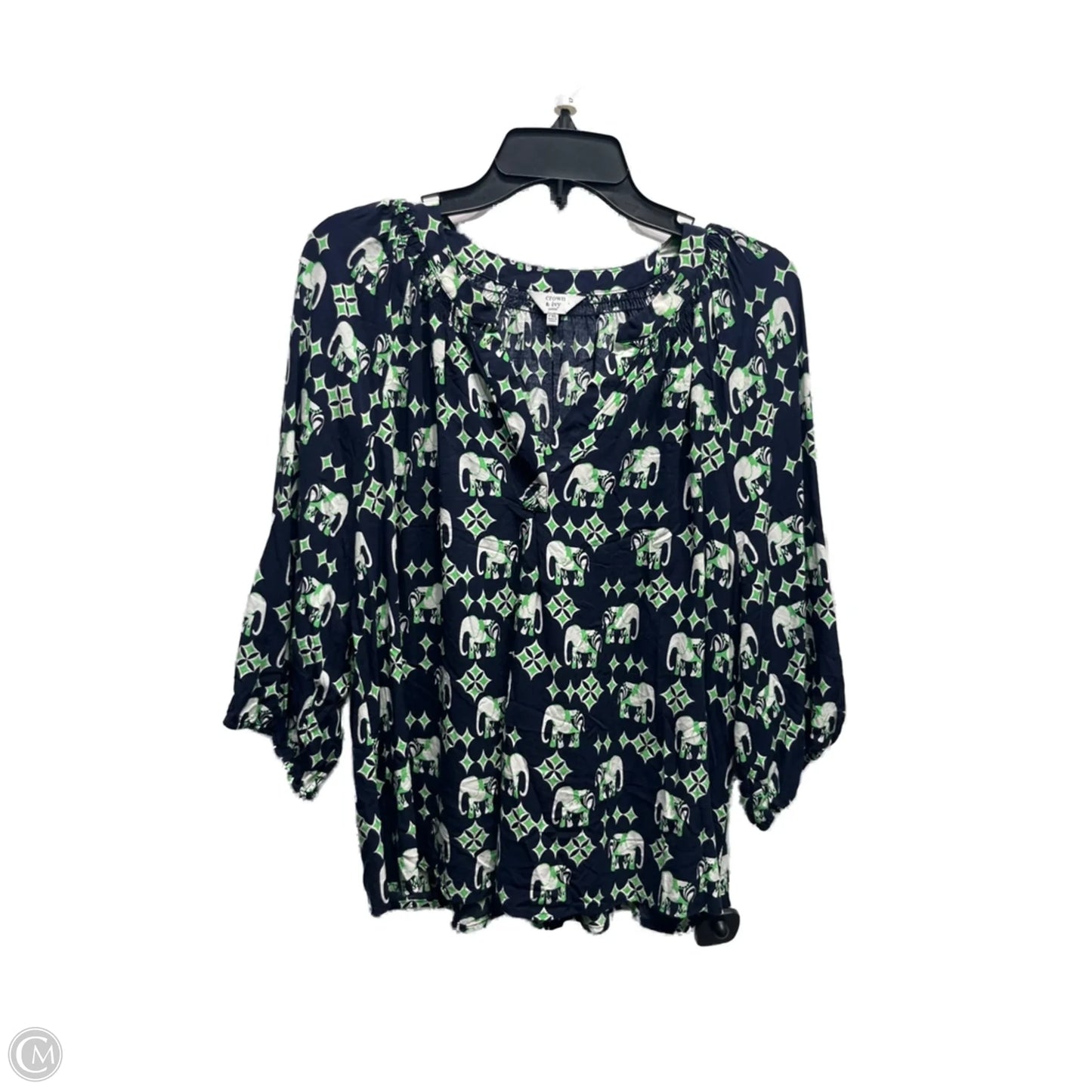 Top Long Sleeve By Crown And Ivy In Blue & Green, Size: Xl