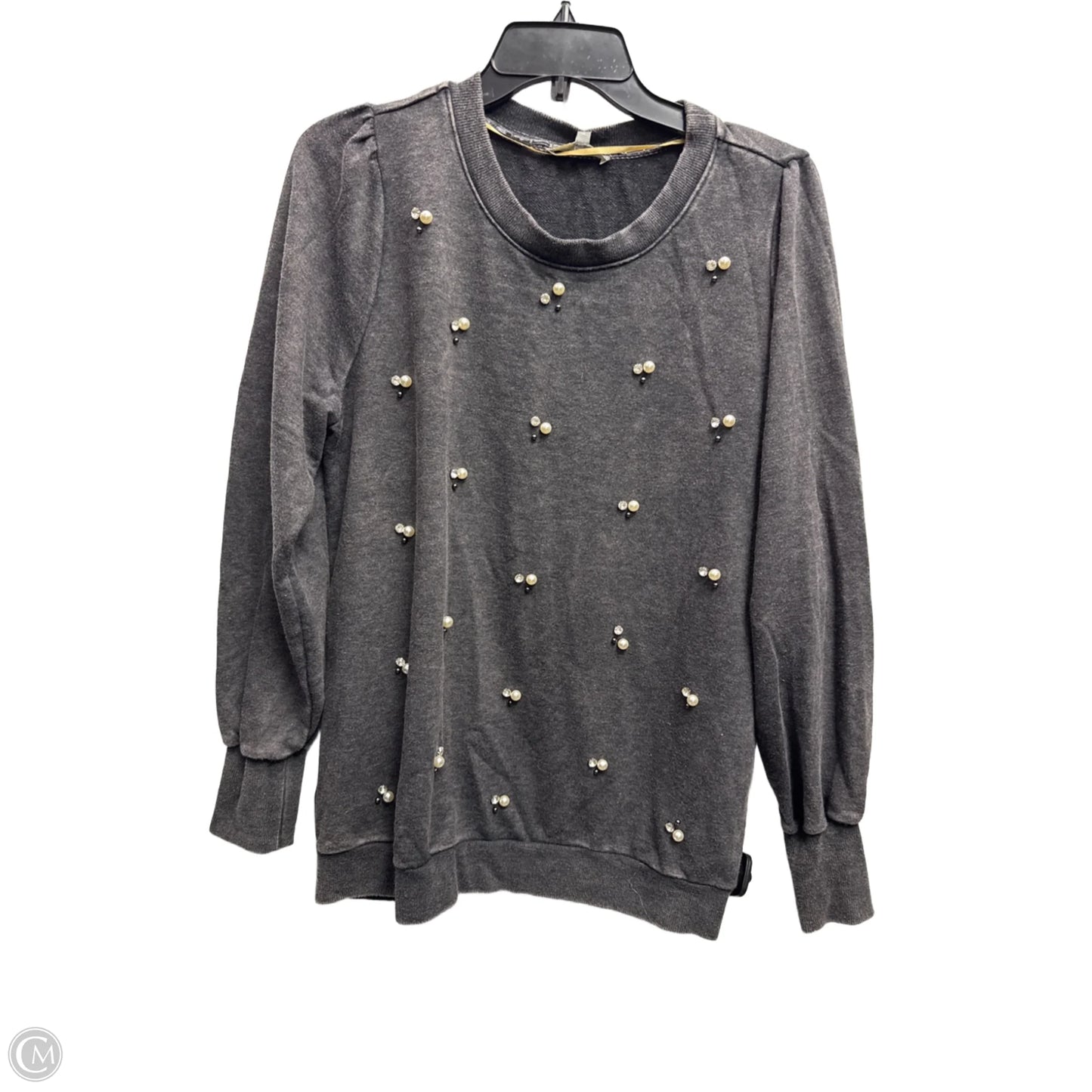 Top Long Sleeve By Wit & Wisdom In Grey & White, Size: L