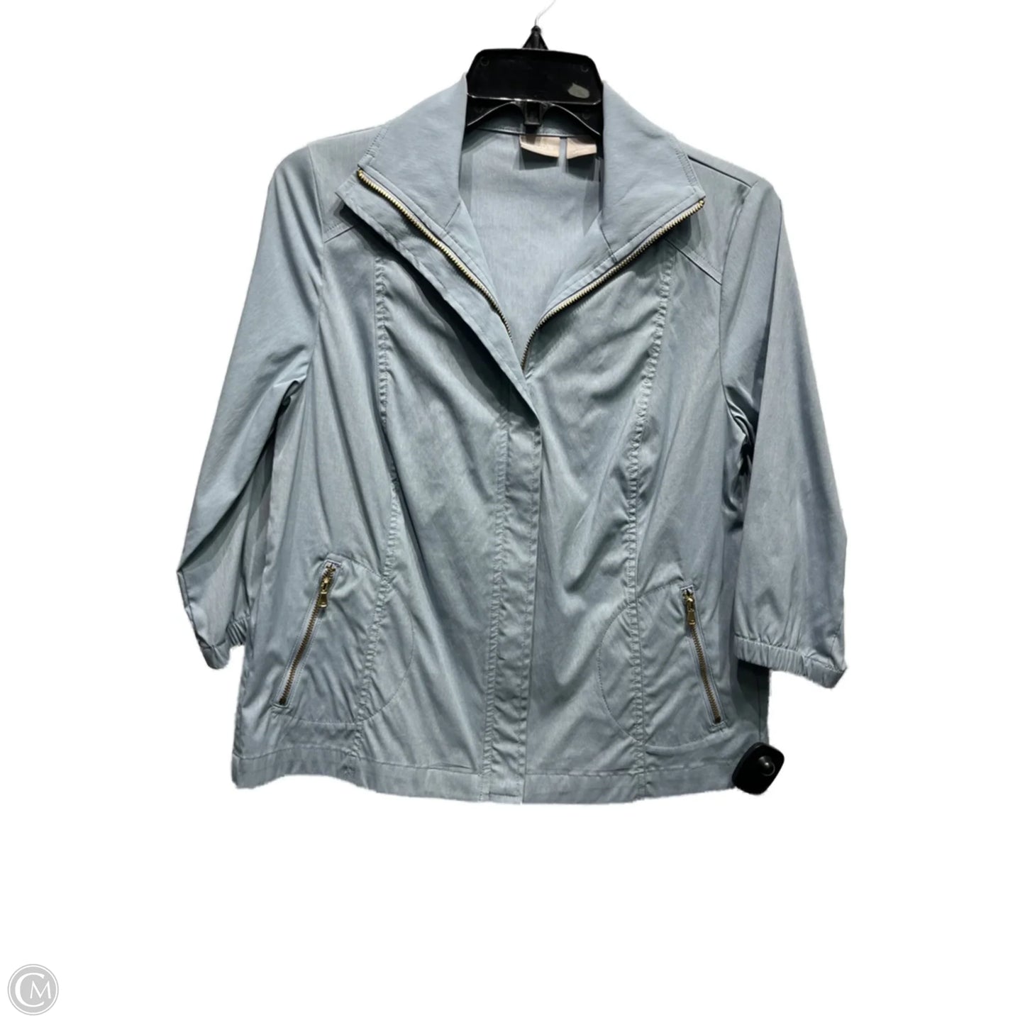Jacket Windbreaker By Chicos In Blue, Size: S
