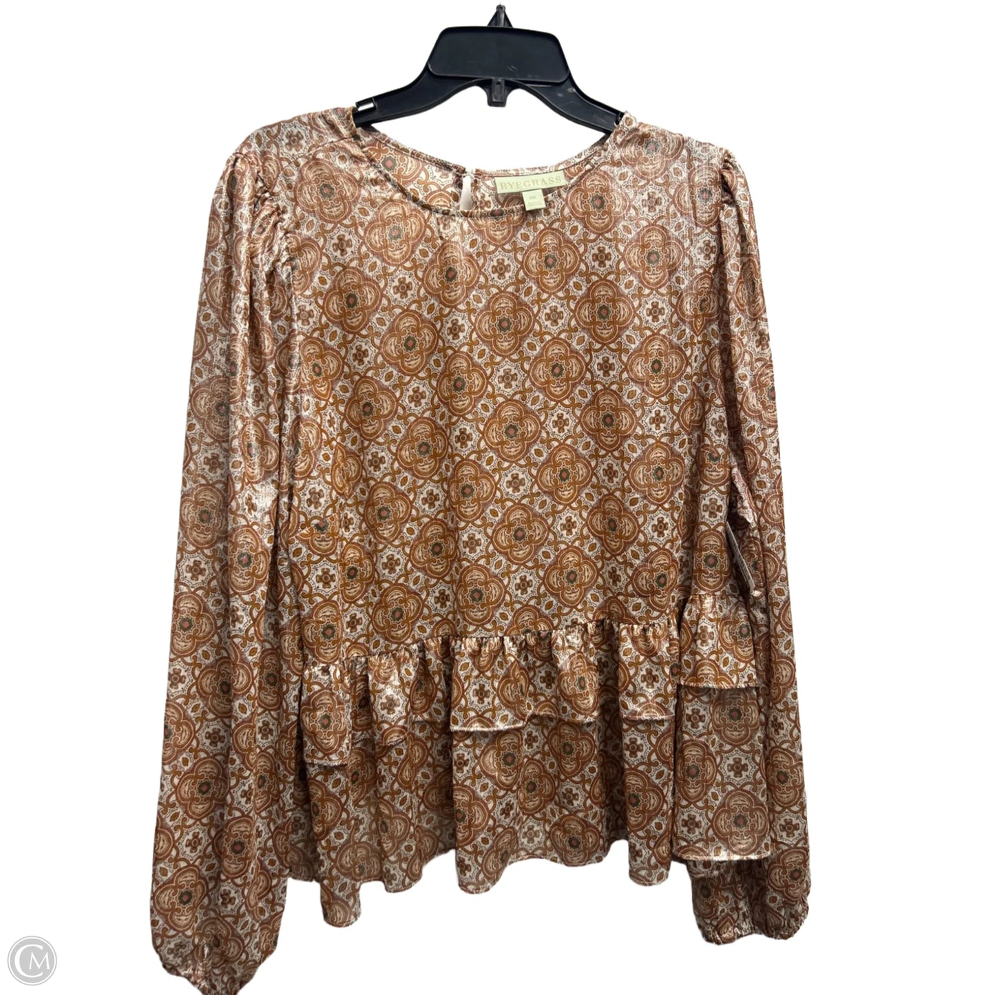 Top Long Sleeve By ryegrass In Cream & White, Size: 1x