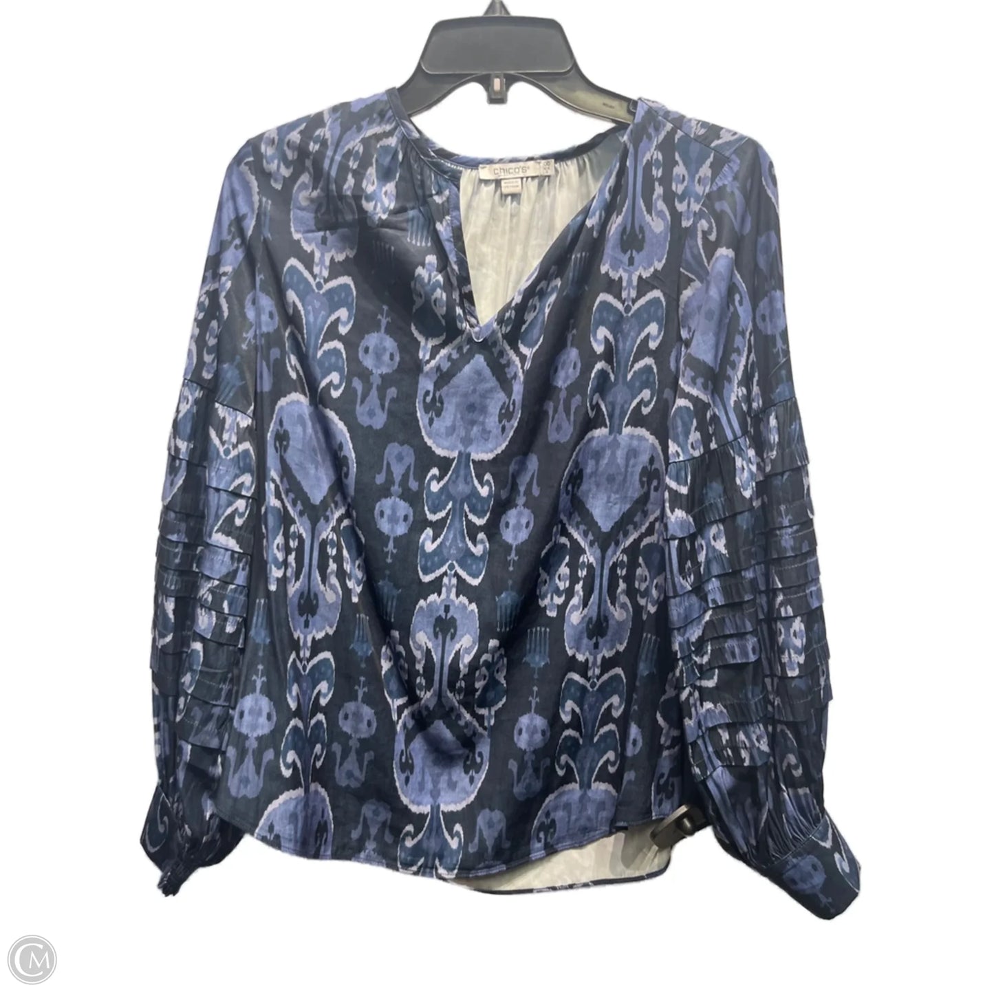 Blouse Long Sleeve By Chicos In Blue, Size: Xs