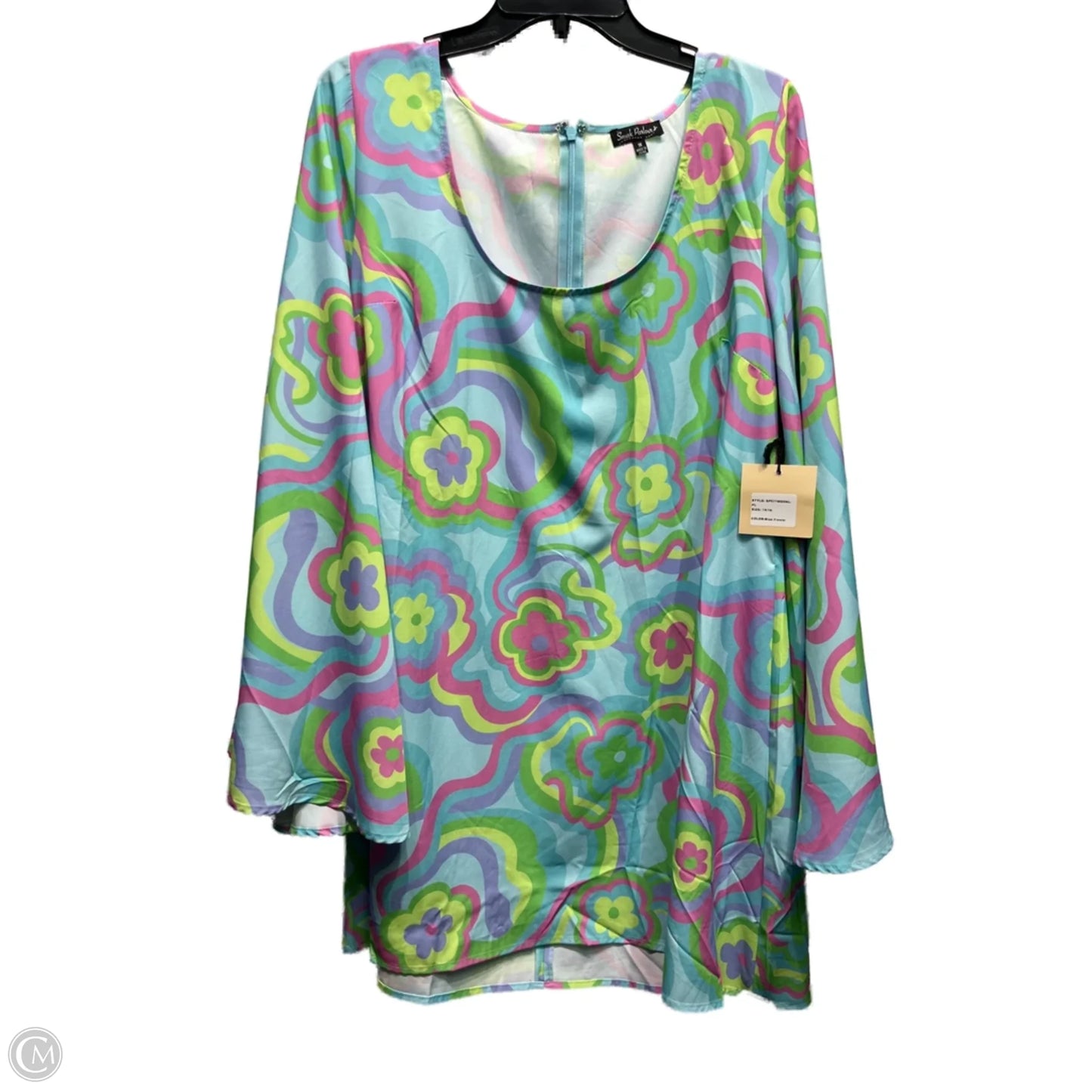 Tunic Long Sleeve By smak parlour In Blue & Pink, Size: 1x