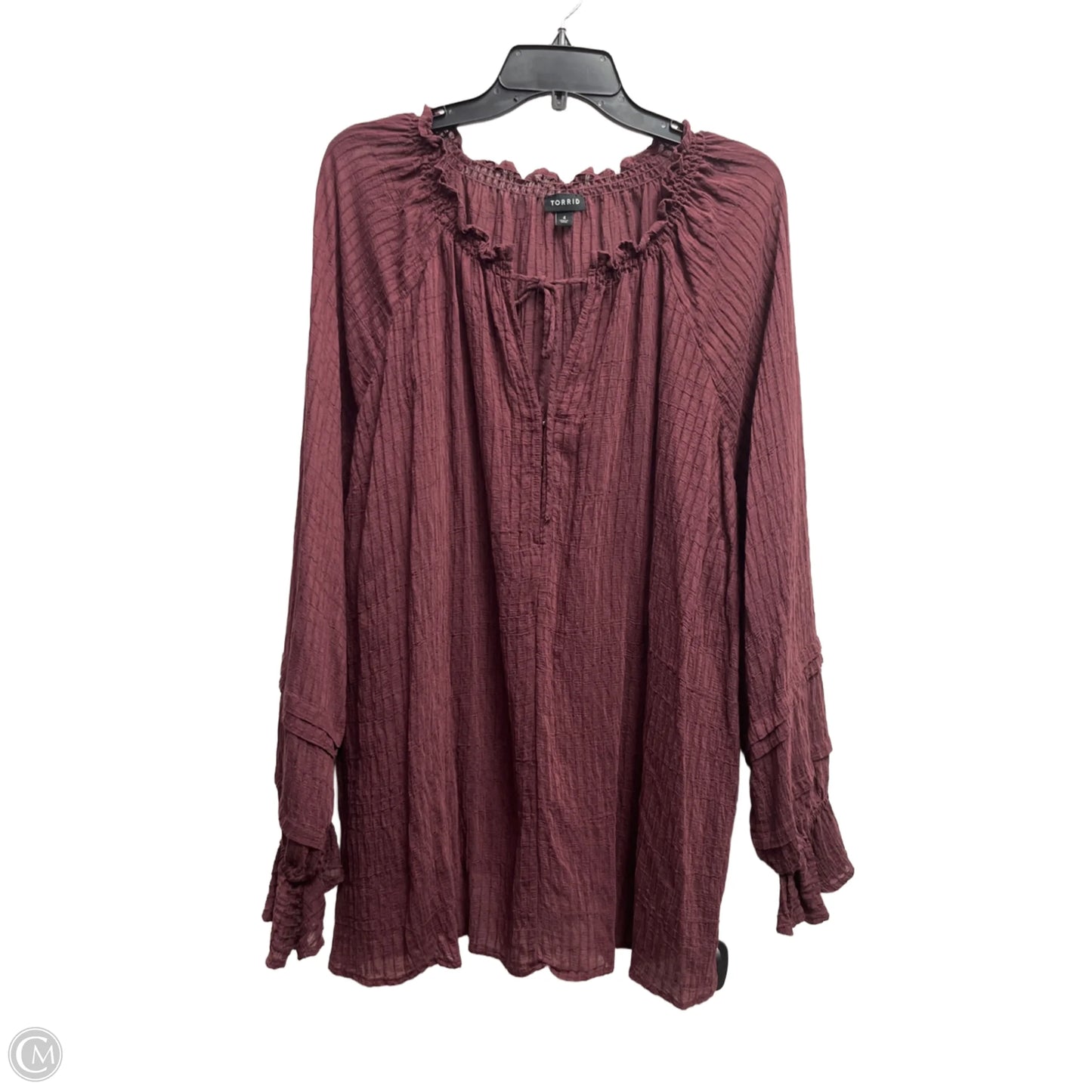 Top Long Sleeve By Torrid In Maroon, Size: 4x