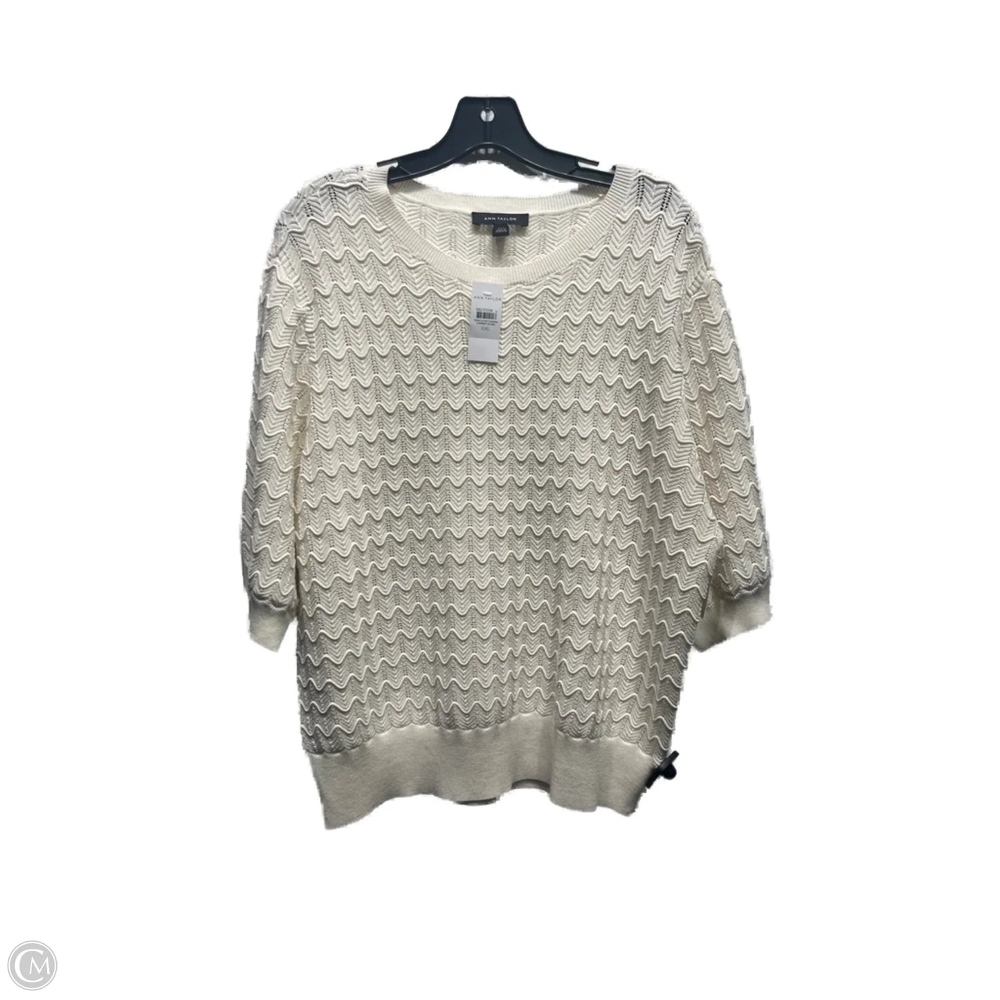 Top Short Sleeve By Ann Taylor In Cream, Size: Xxl