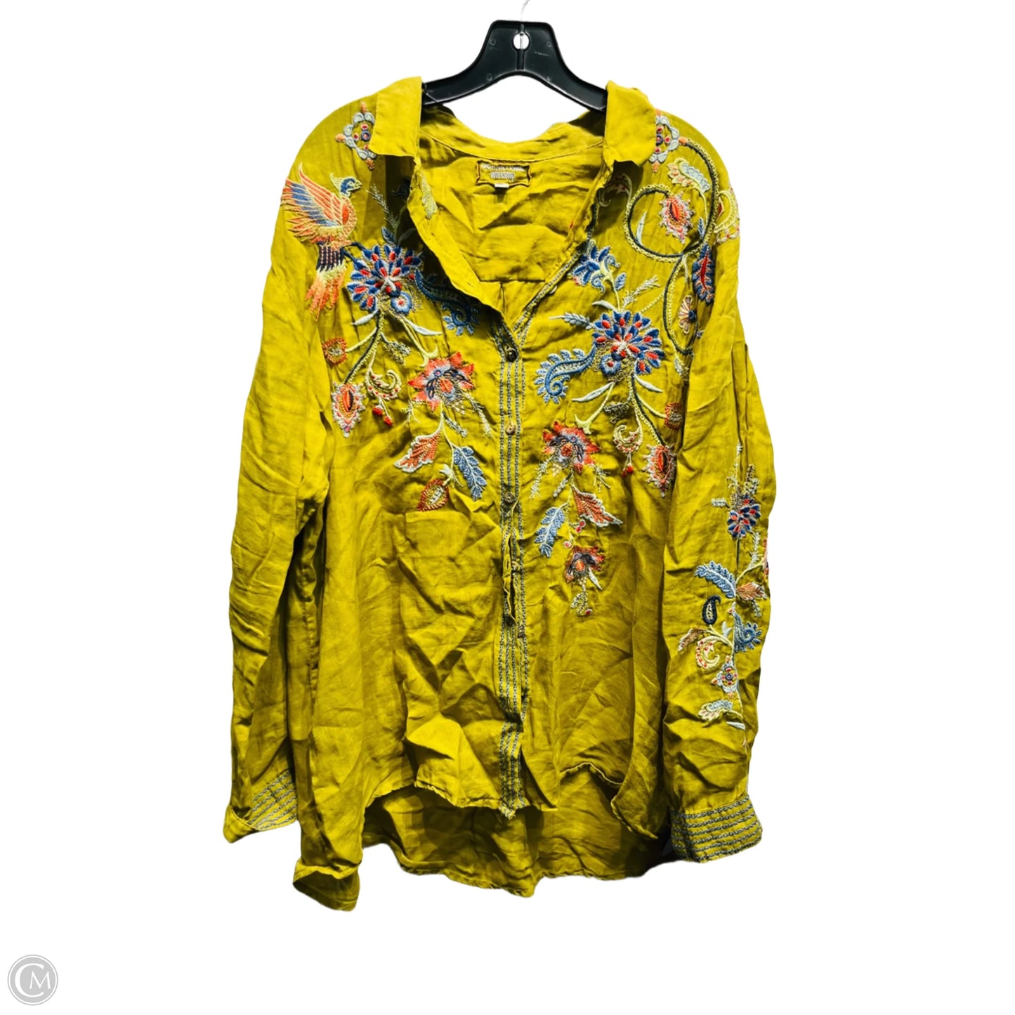 Top Long Sleeve By Johnny Was In Blue & Green, Size: Xl