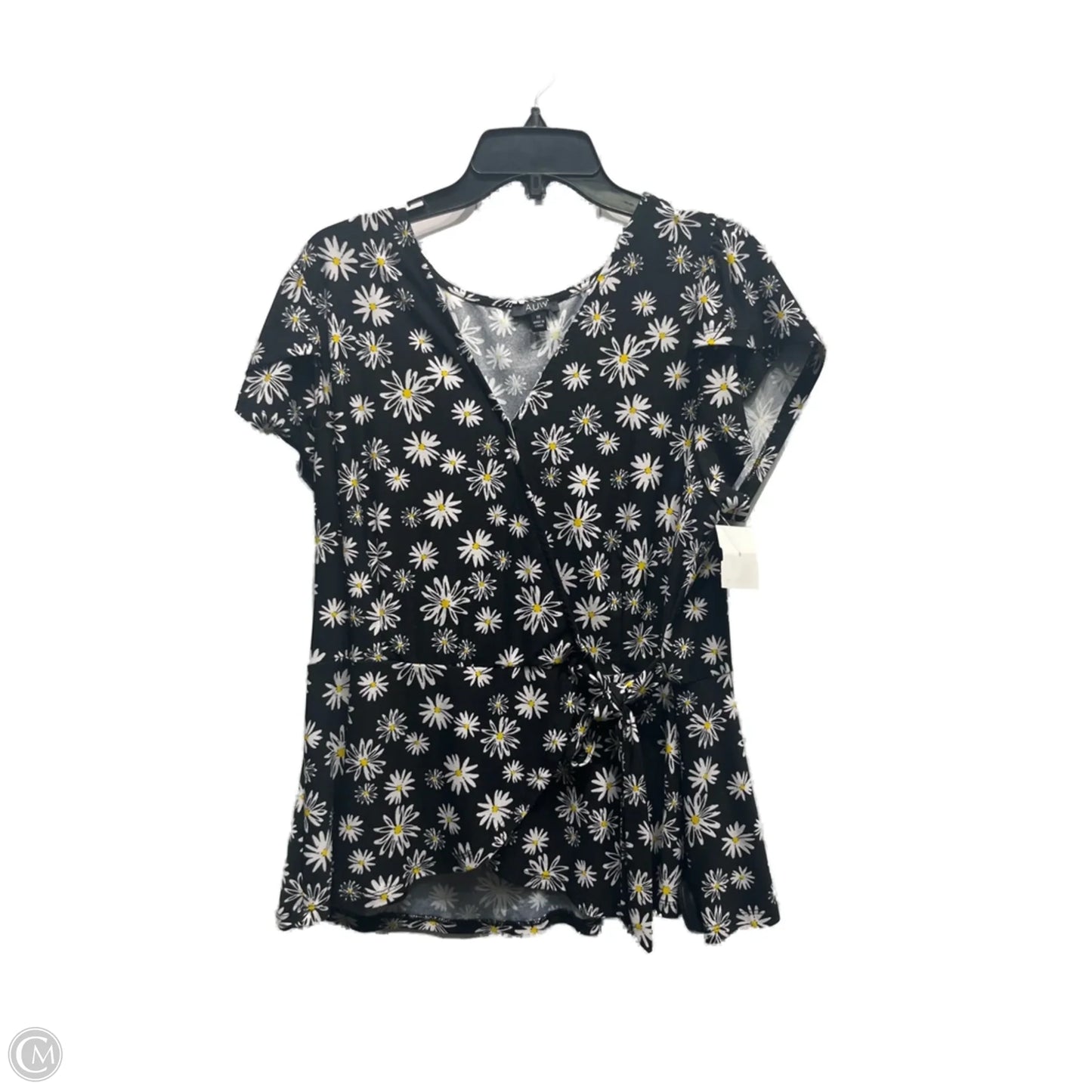 Top Short Sleeve By Auw In Black & Yellow, Size: 1x
