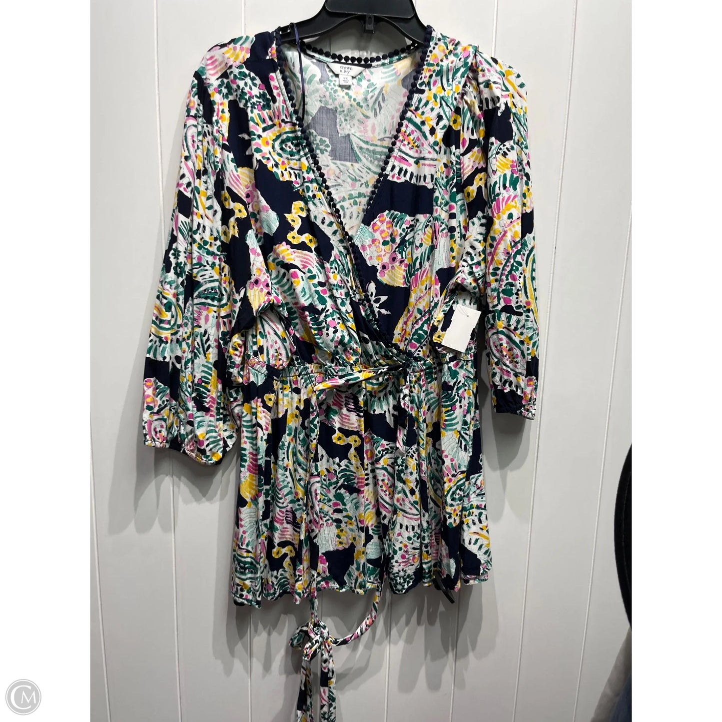 Top Long Sleeve By Crown And Ivy In Blue & Pink, Size: 2x