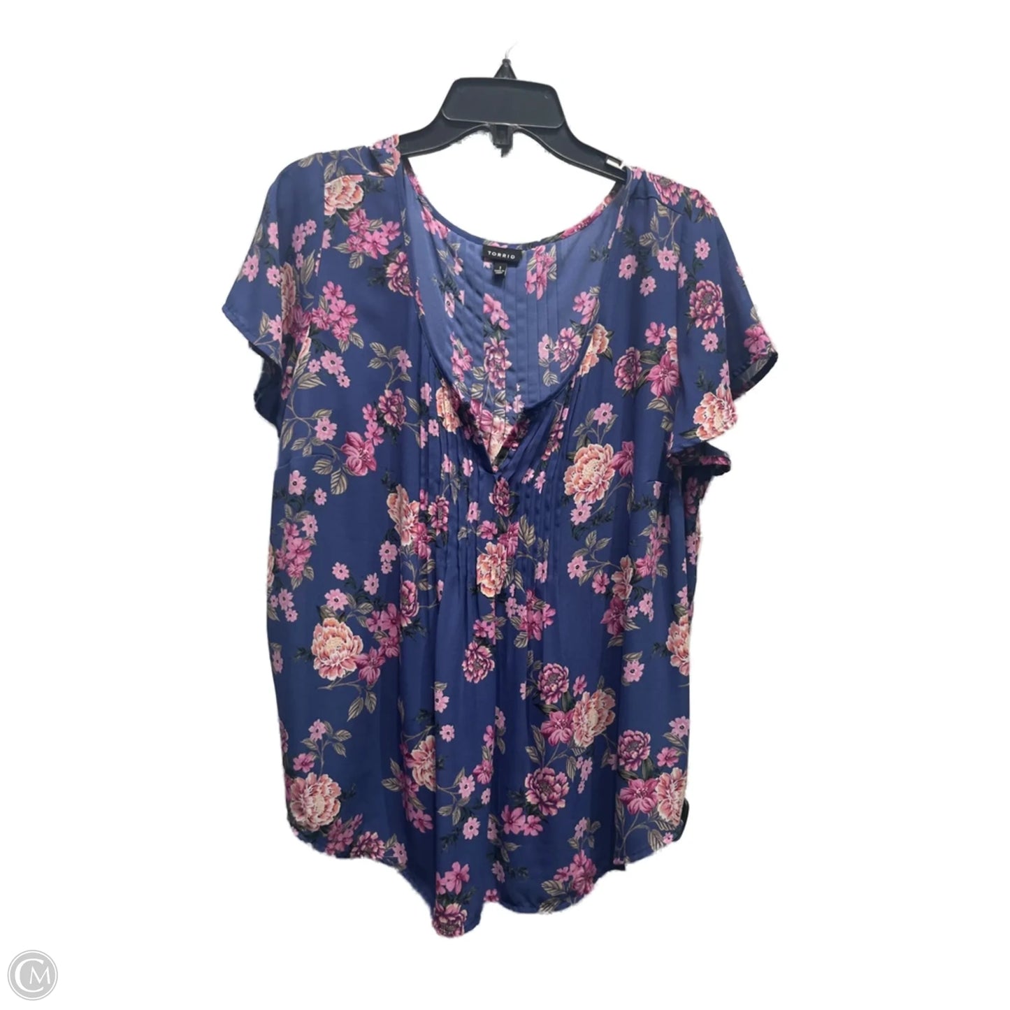 Top Short Sleeve By Torrid In Blue & Pink, Size: 1x
