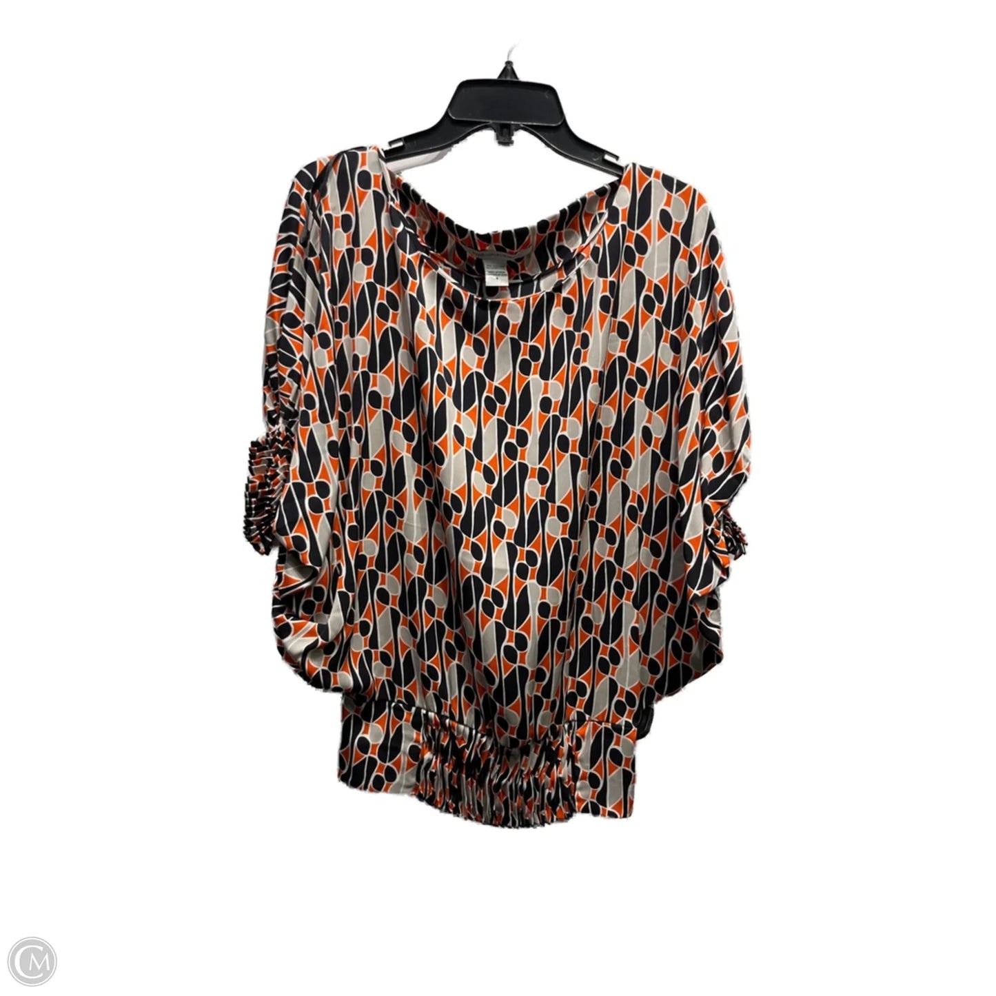Blouse Designer By Diane Von Furstenberg In Black & Orange, Size: 4