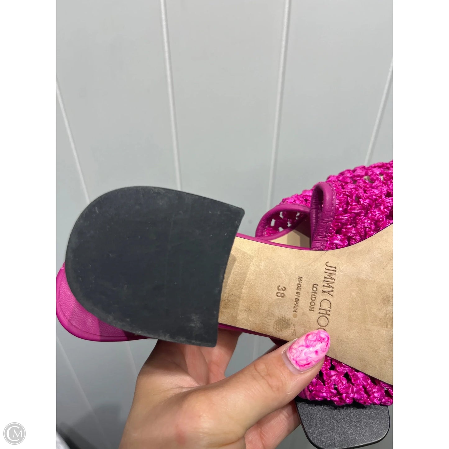 Sandals Luxury Designer By Jimmy Choo In Pink, Size: 8