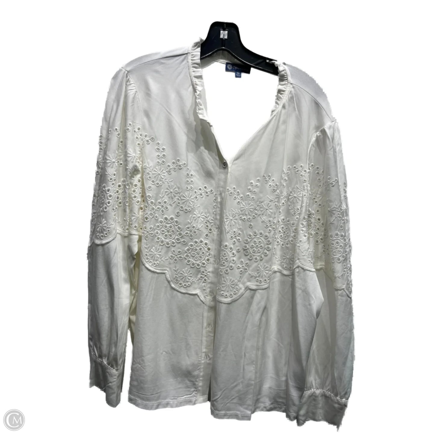 Top Long Sleeve By Democracy In White, Size: 2x