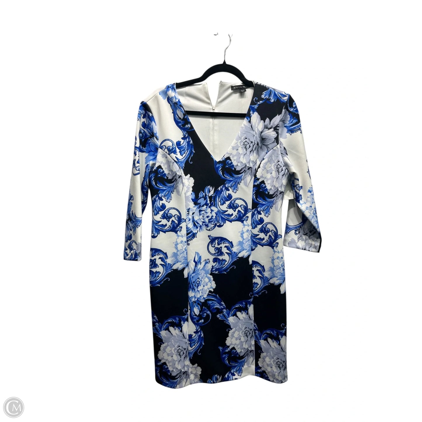 Dress Work By Boston Proper In Blue & White, Size: 10