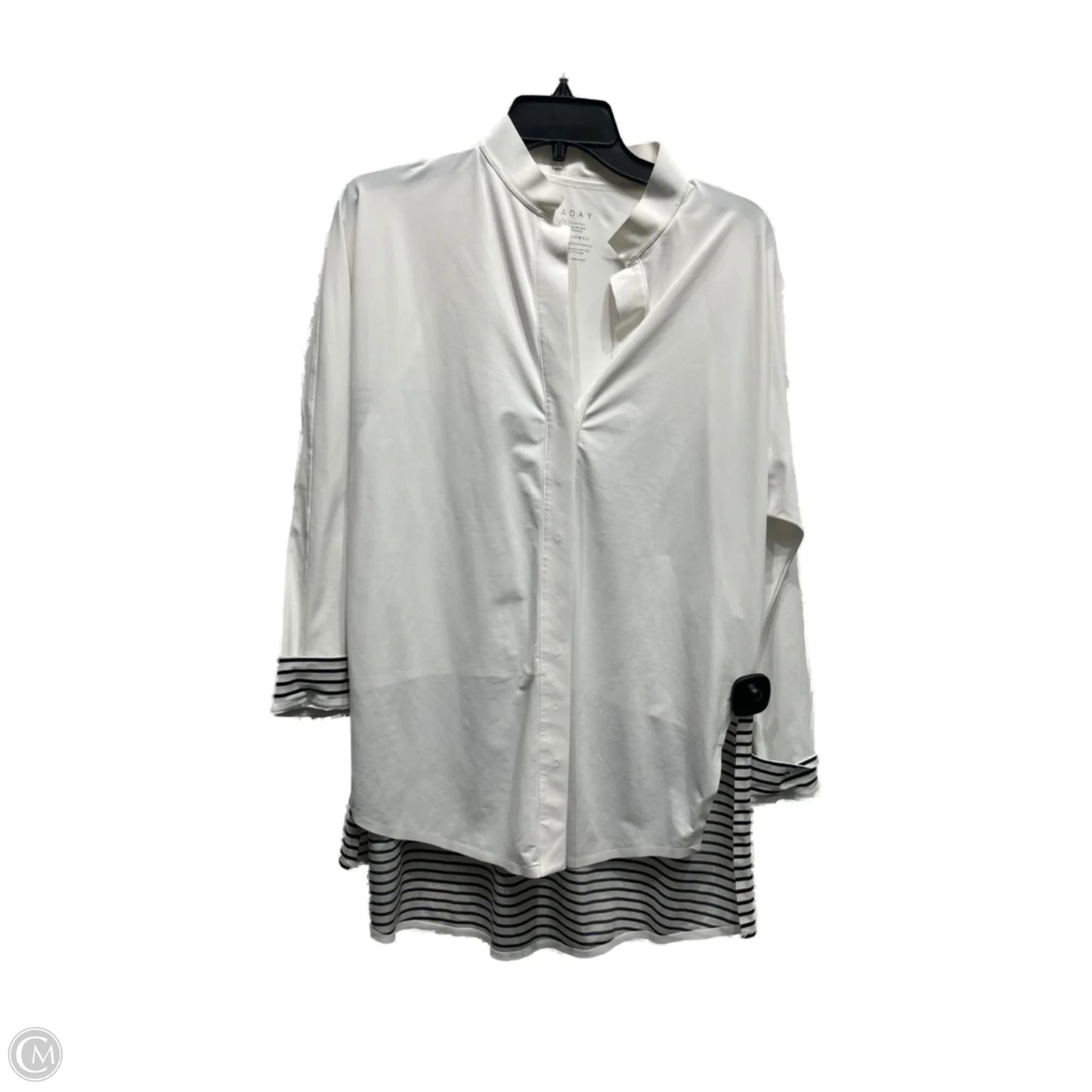 Top Long Sleeve By aday In Black & White, Size: L