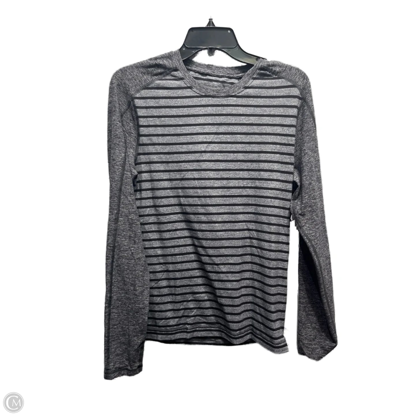 Athletic Top Long Sleeve Collar By Lululemon In Black & Grey, Size: S