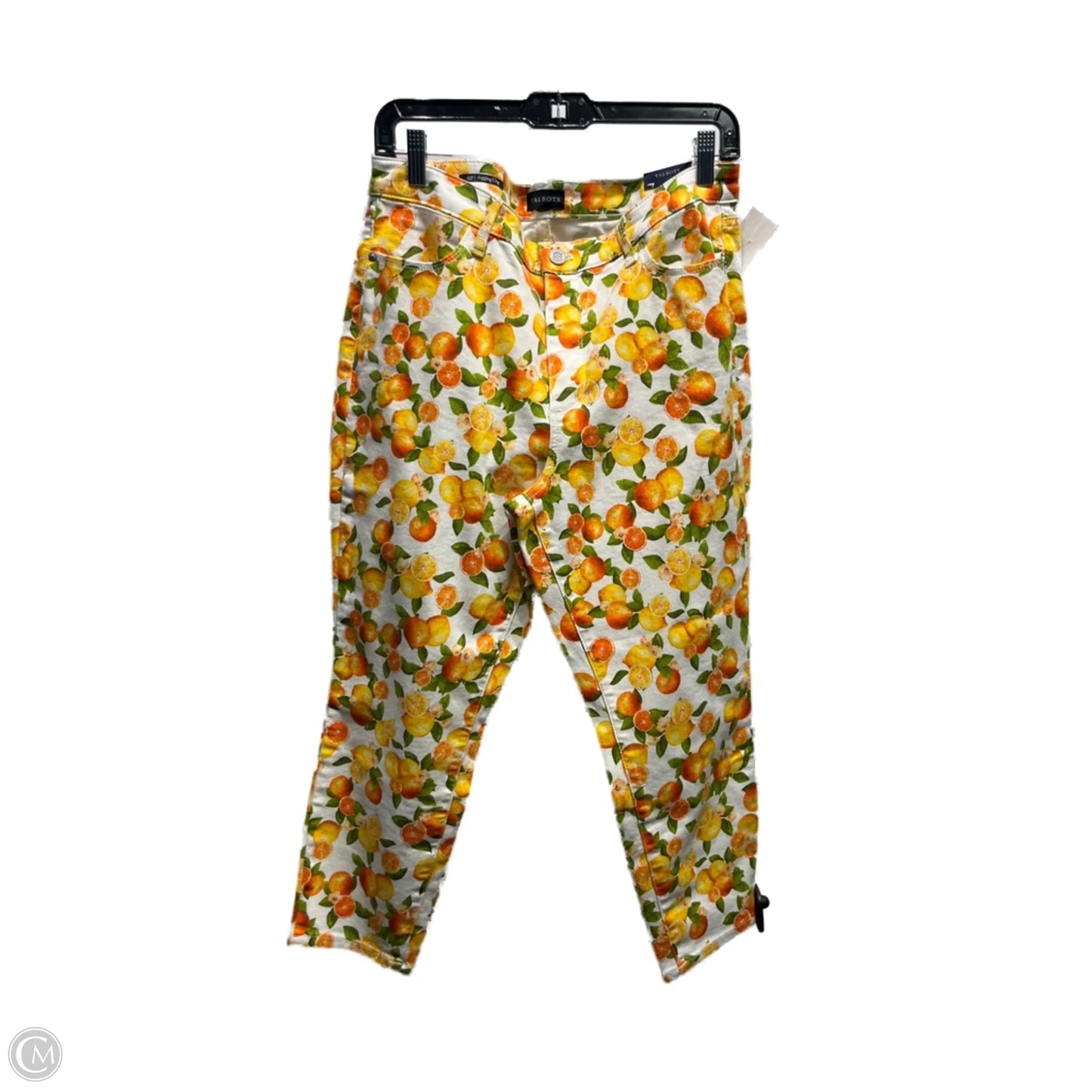 Jeans Cropped By Talbots In Orange & White, Size: 12