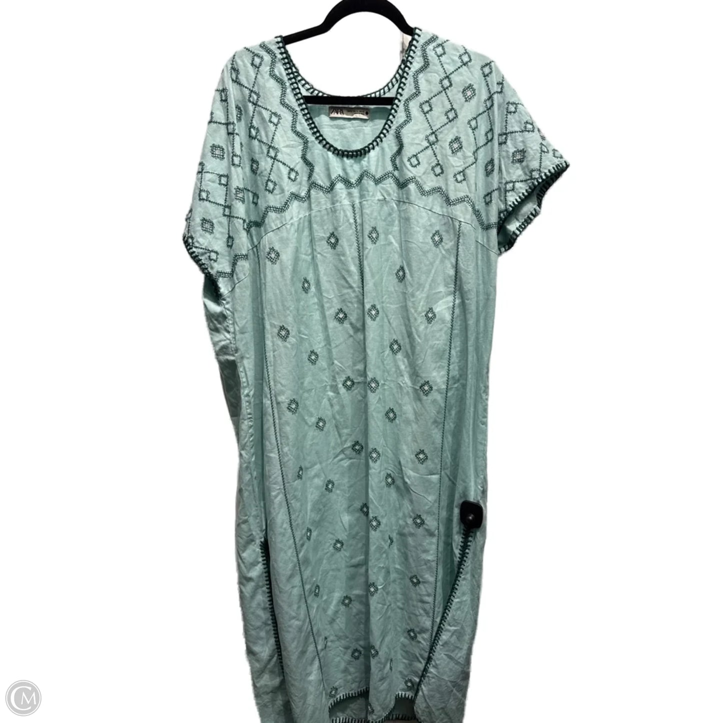 Dress Casual Midi By Zara In Blue & Green, Size: Xl