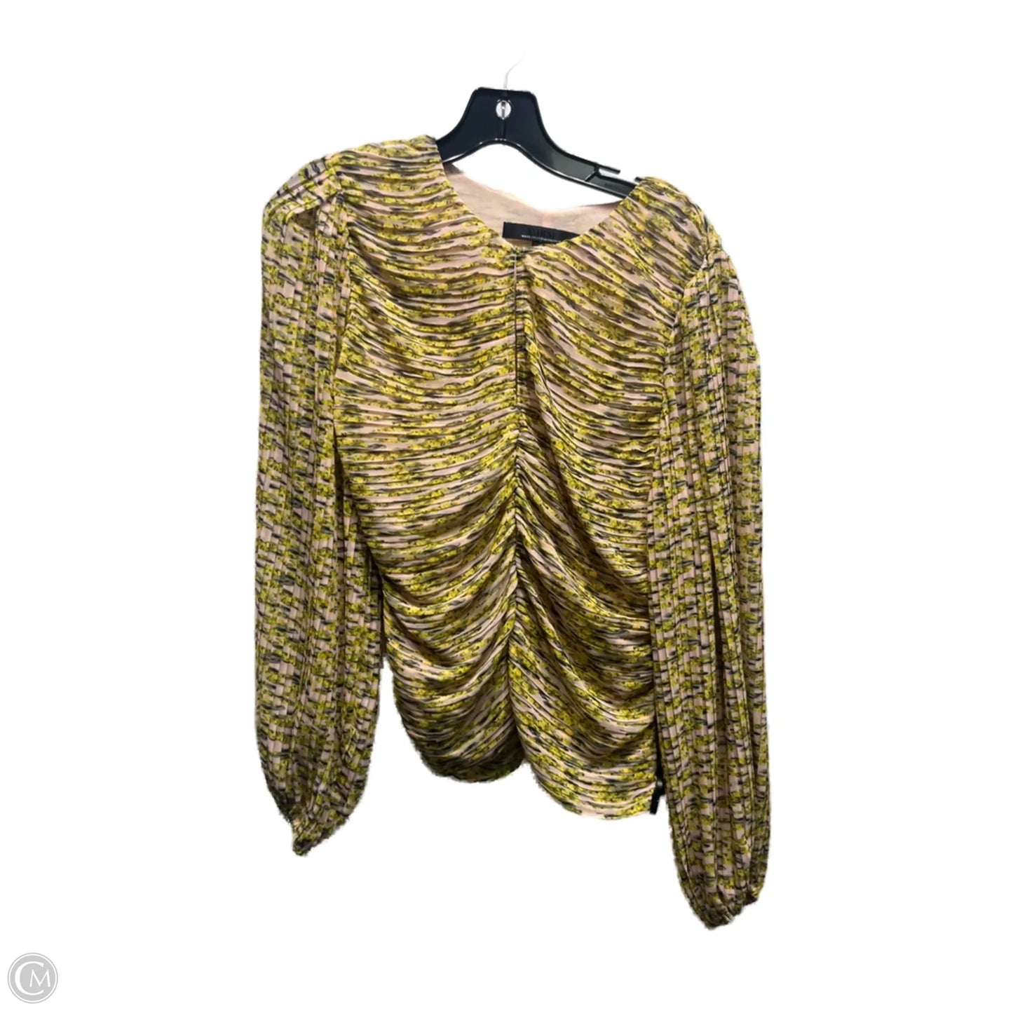 Top Long Sleeve By White House Black Market In Cream & Yellow, Size: 6