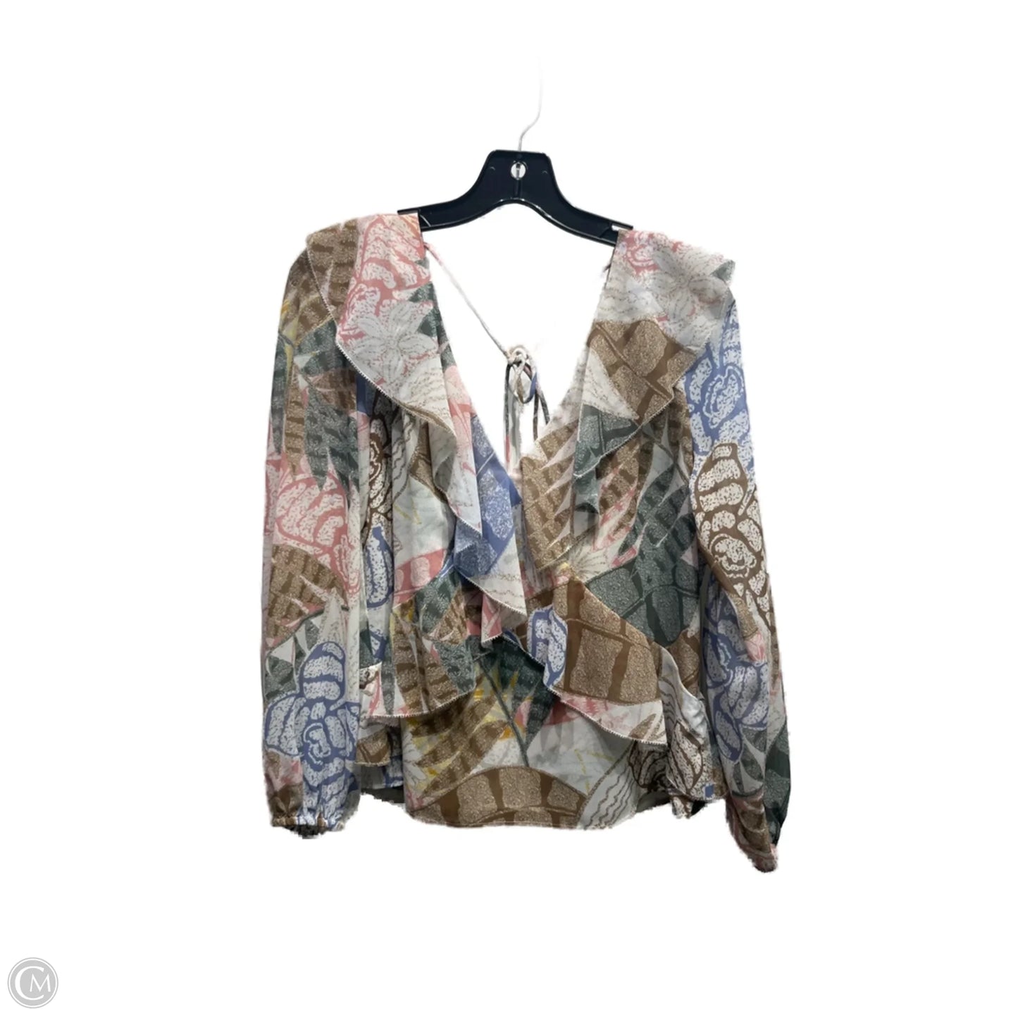 Blouse Long Sleeve By White House Black Market In Green & Pink, Size: S