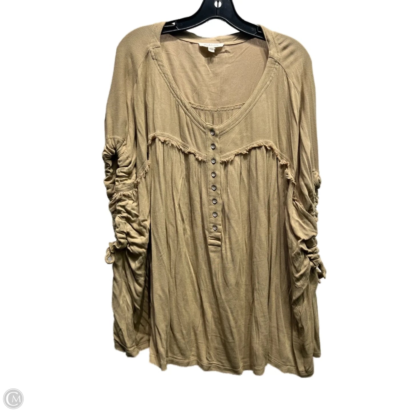 Top Short Sleeve By Oli & Hali In Taupe, Size: L