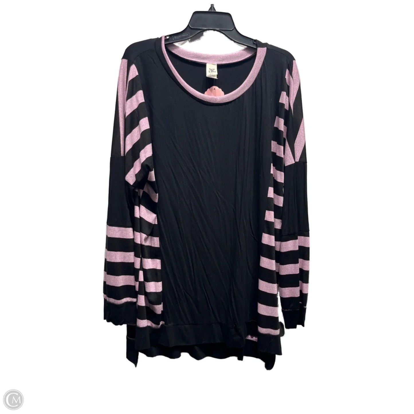 Top Long Sleeve By Sew In Love In Black & Purple, Size: 3x