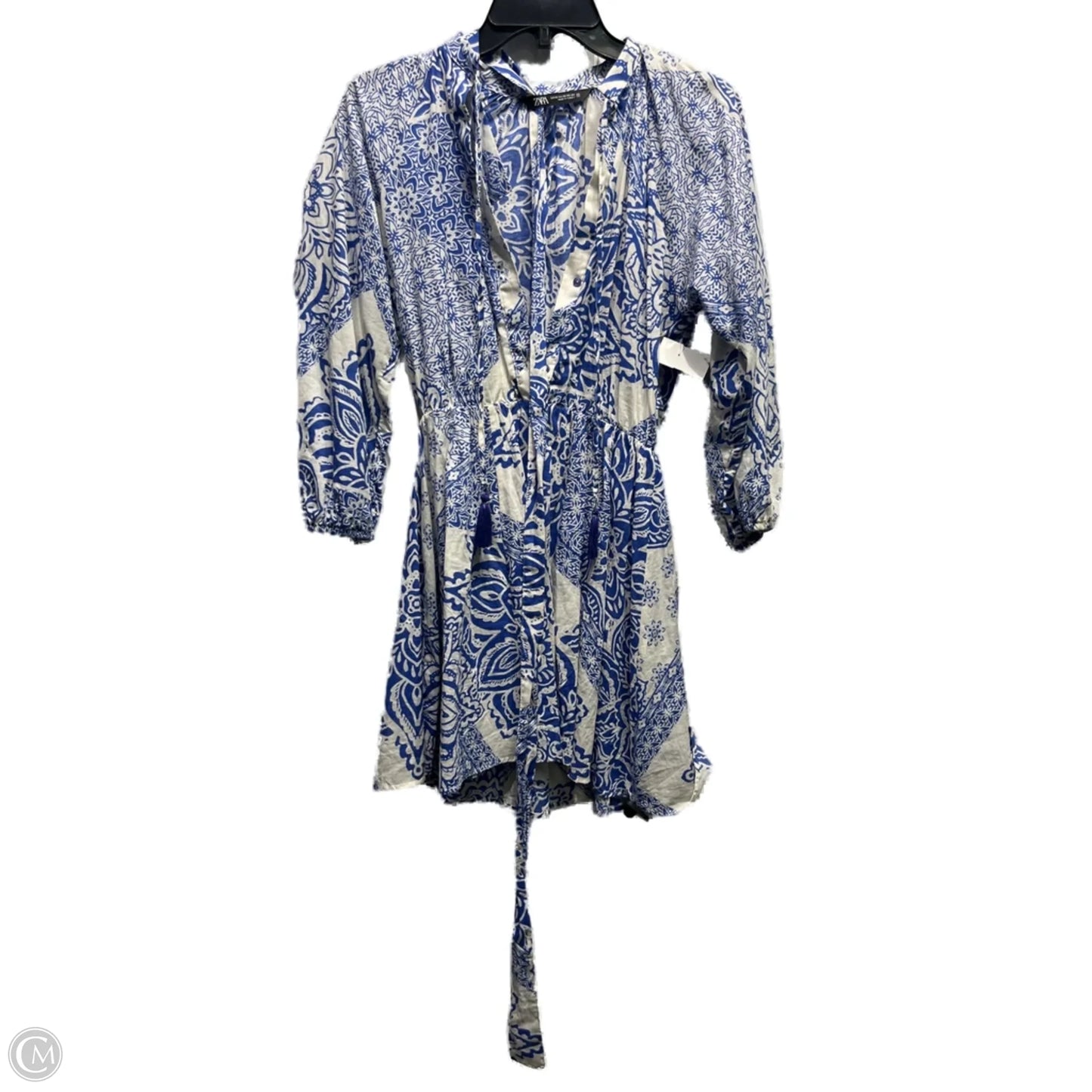 Dress Casual Short By Zara In Blue & White, Size: Xs