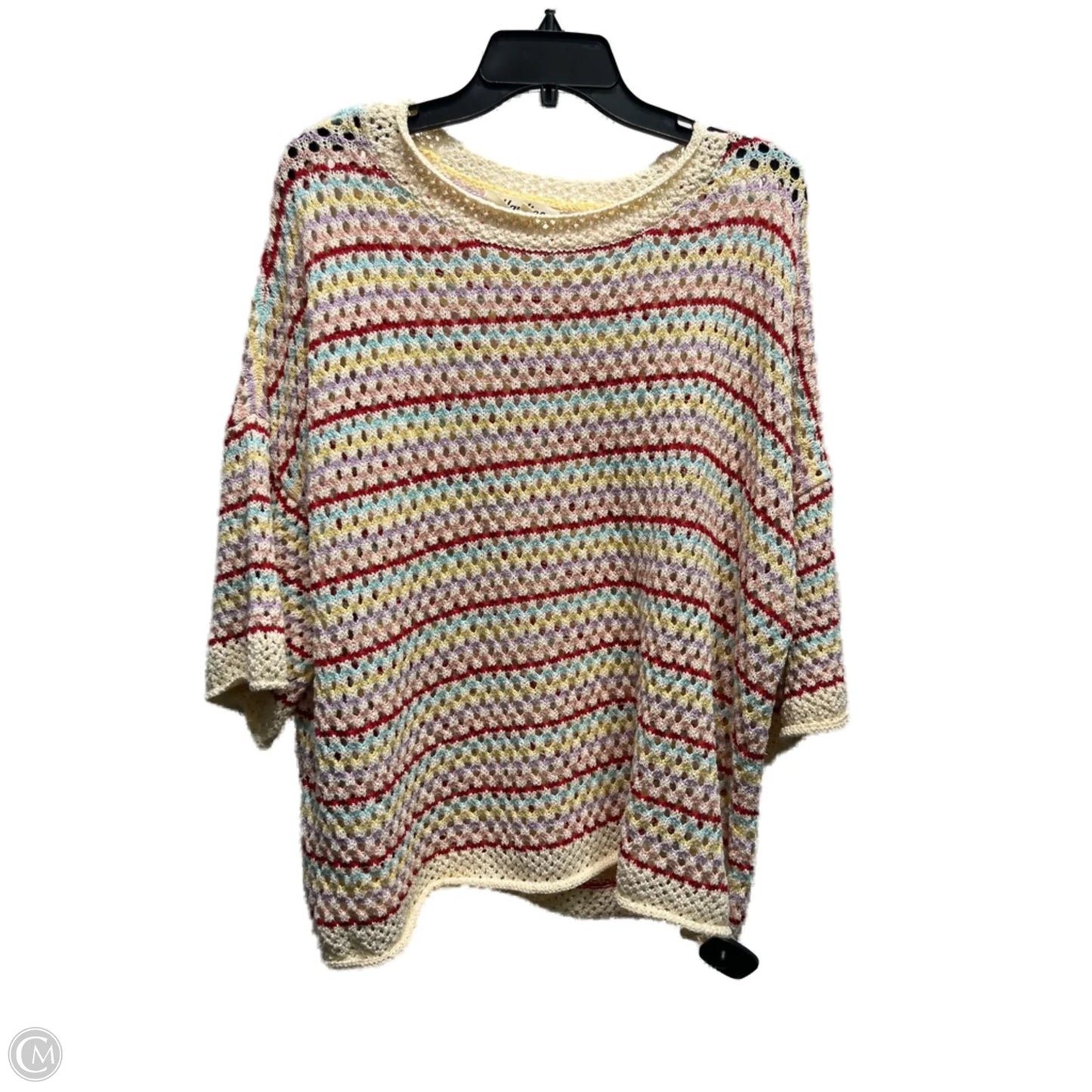 Sweater Short Sleeve By Haptics In Cream & Red, Size: 2x