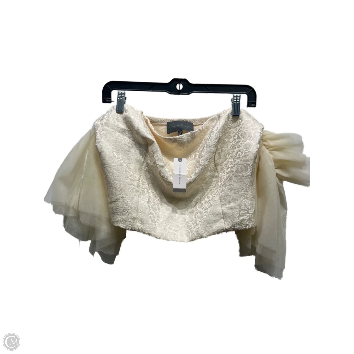 Blouse Short Sleeve By Anthropologie In Cream, Size: L