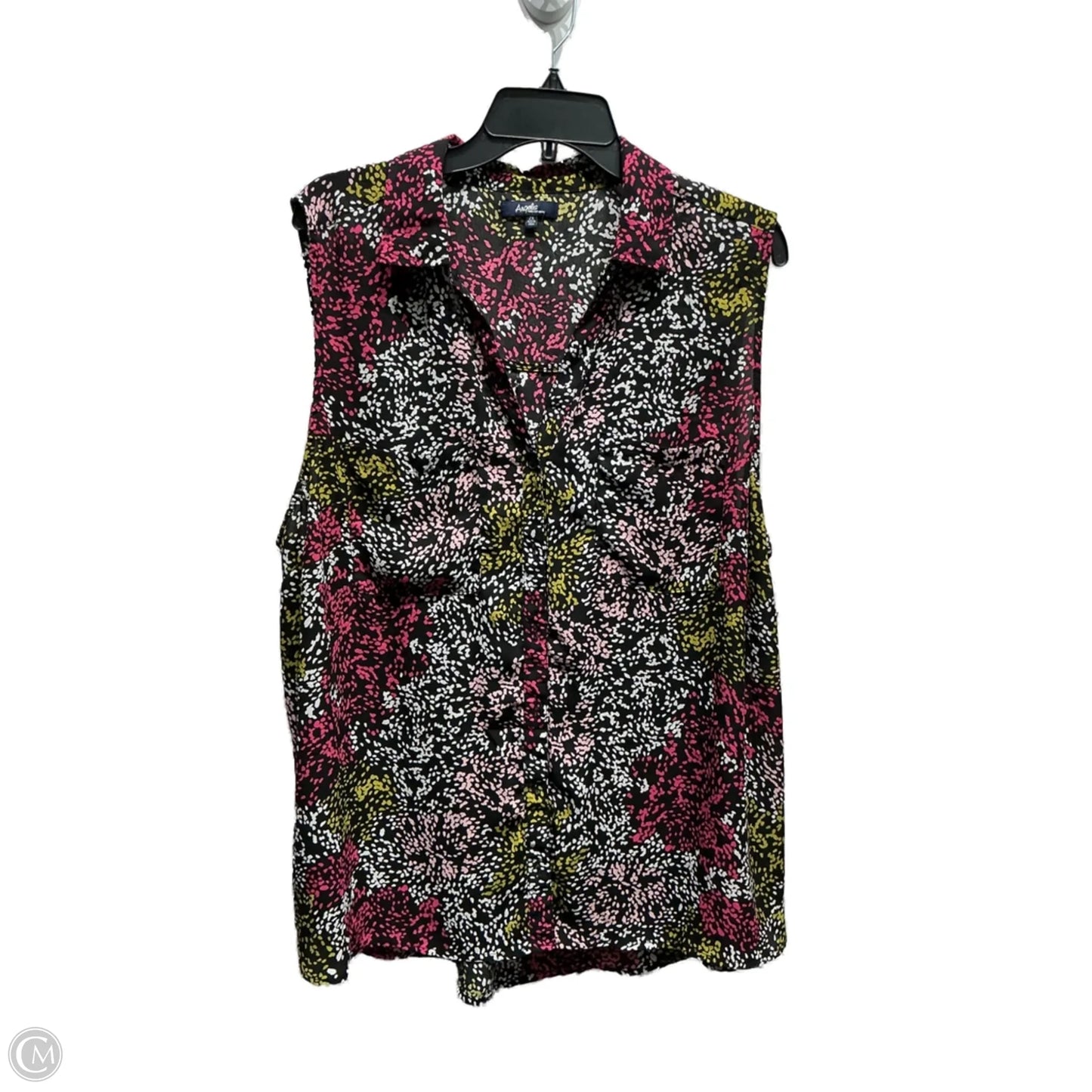 Top Sleeveless By Angels In Black & Pink, Size: 2x