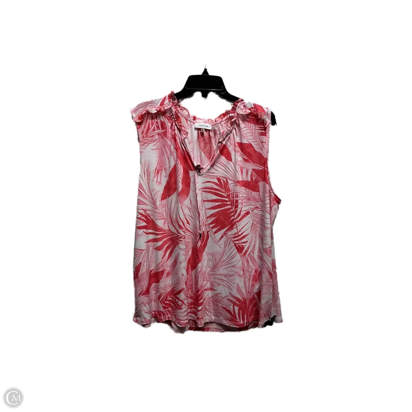 Top Short Sleeve By Calvin Klein In Pink & Red, Size: 1x