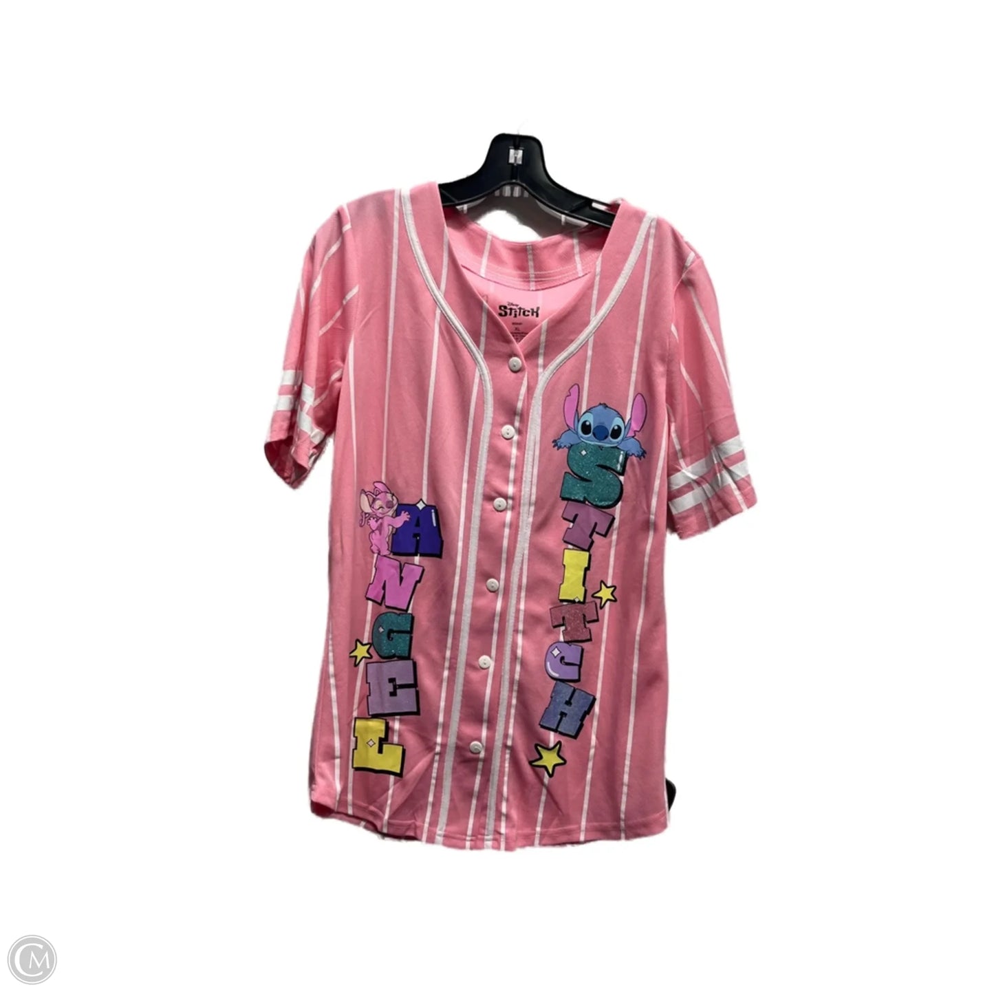 Top Short Sleeve By Disney Store In Pink & White, Size: Xl