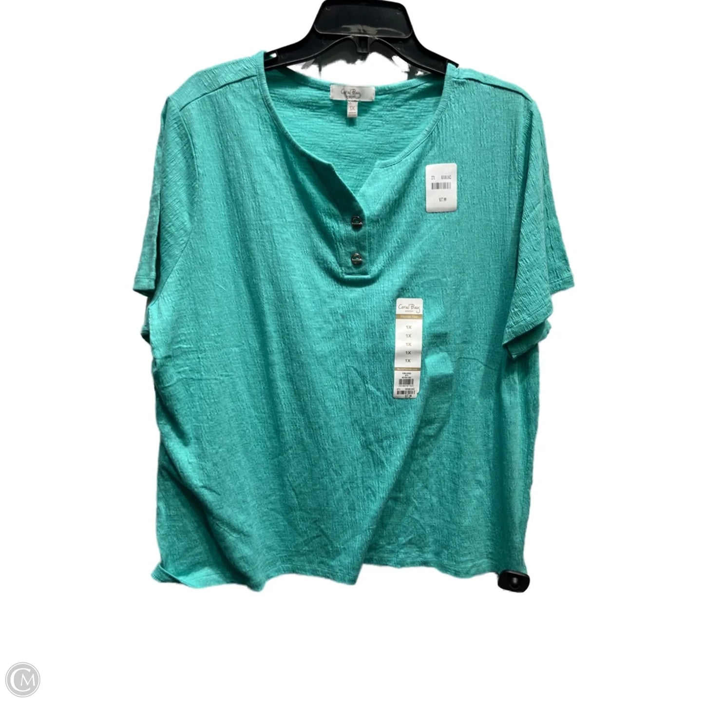 Top Short Sleeve By Coral Bay In Green, Size: 1x