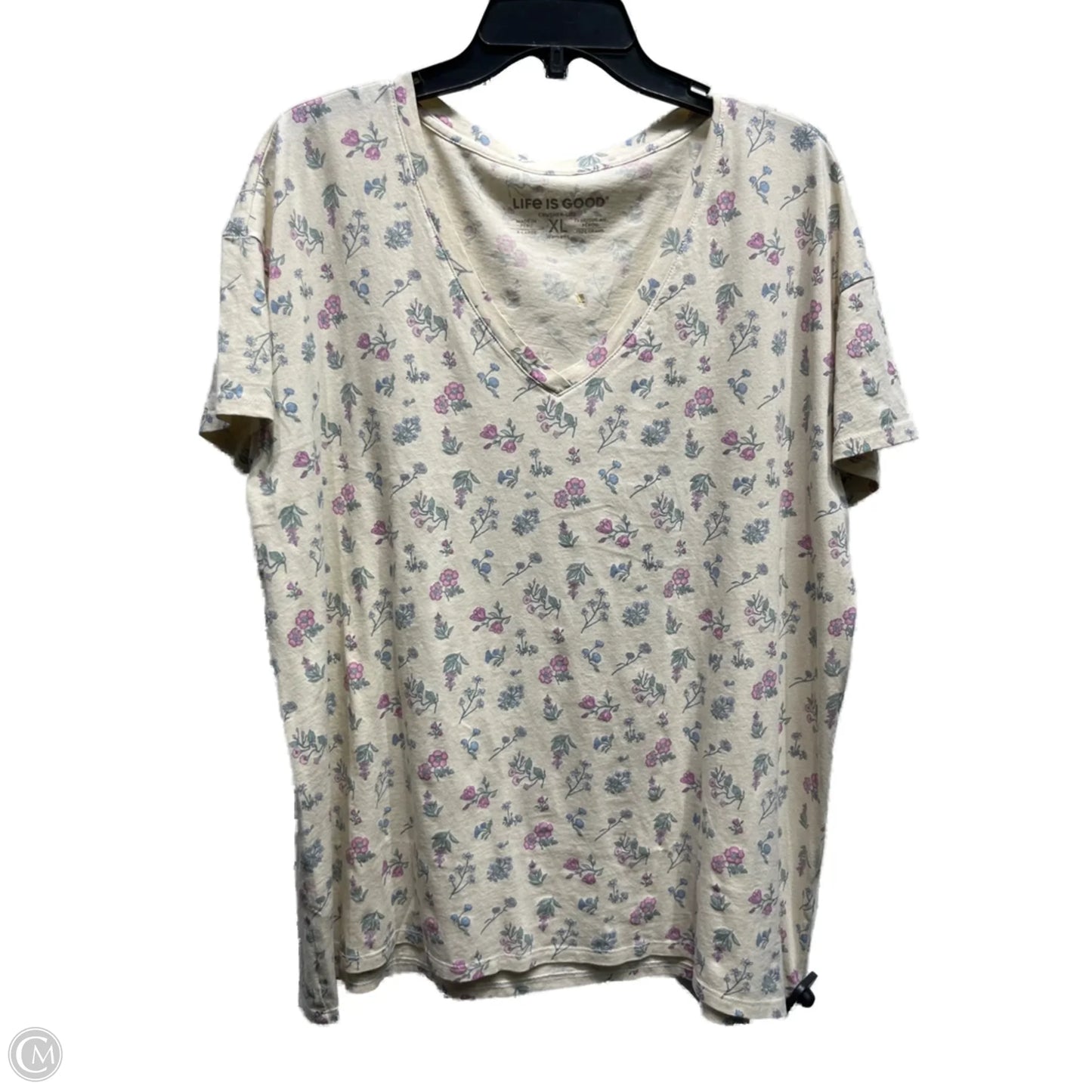 Top Short Sleeve Basic By Life Is Good In Cream & Orange, Size: Xl