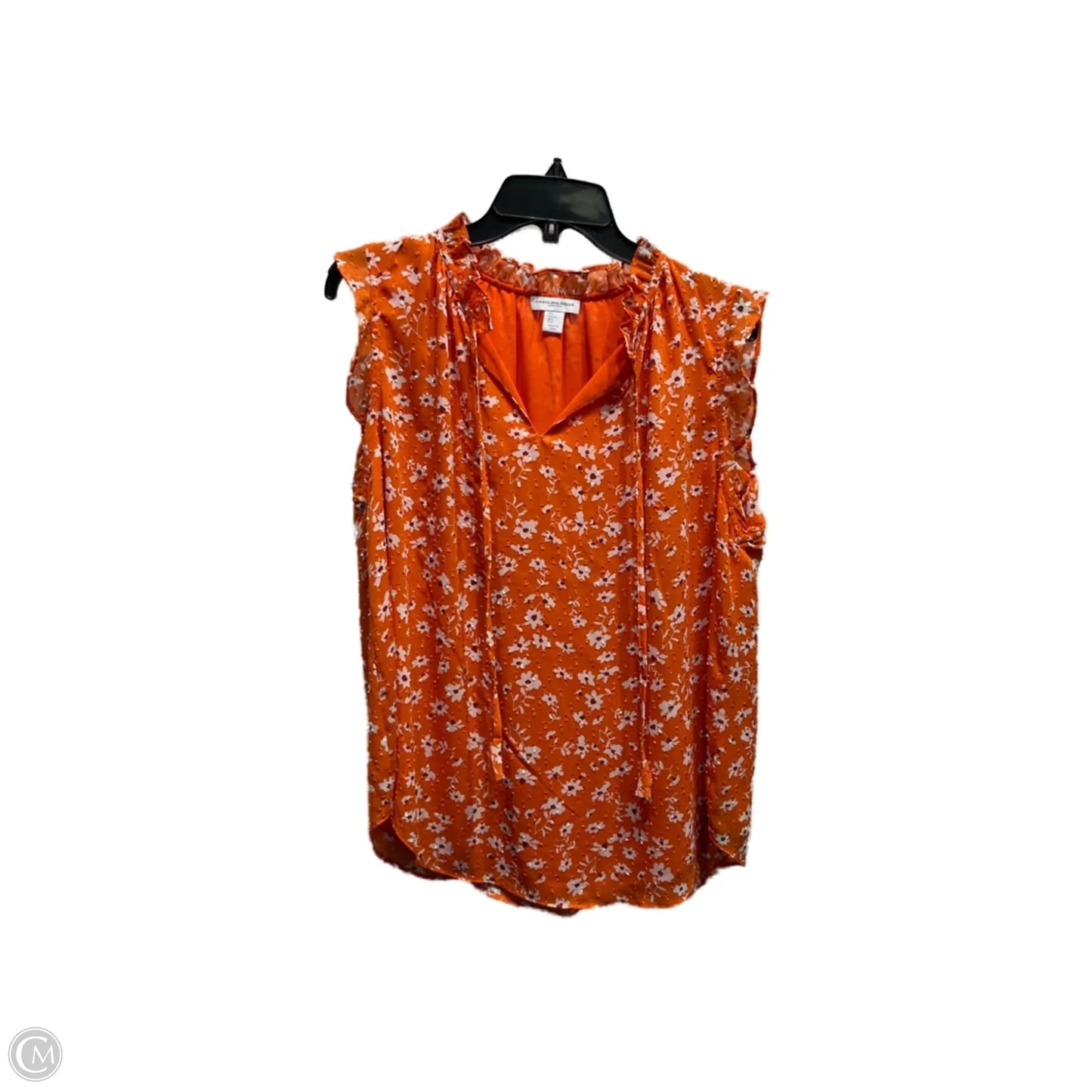 Top Sleeveless By Carolina Belle In Orange & White, Size: L