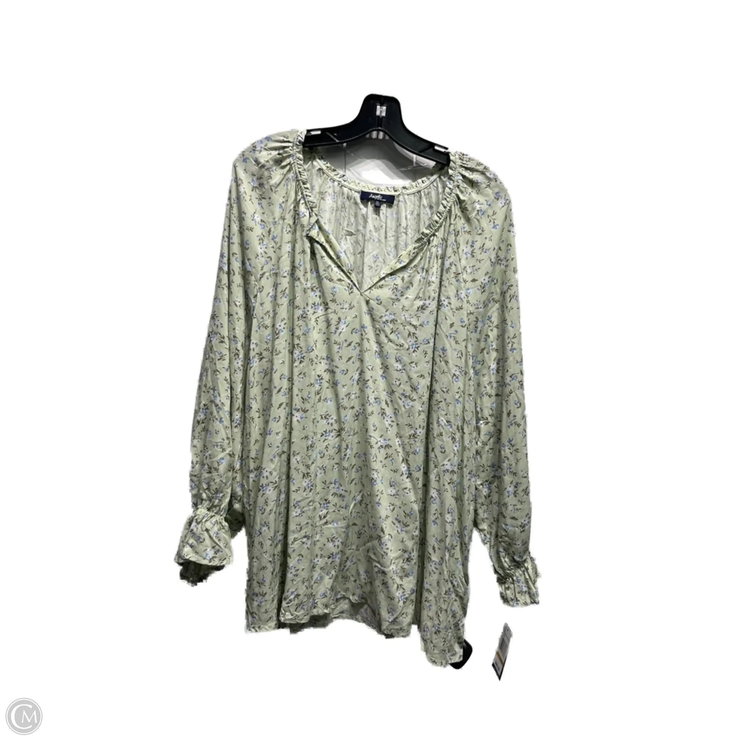 Top Short Sleeve By Angels In Blue & Green, Size: 3x