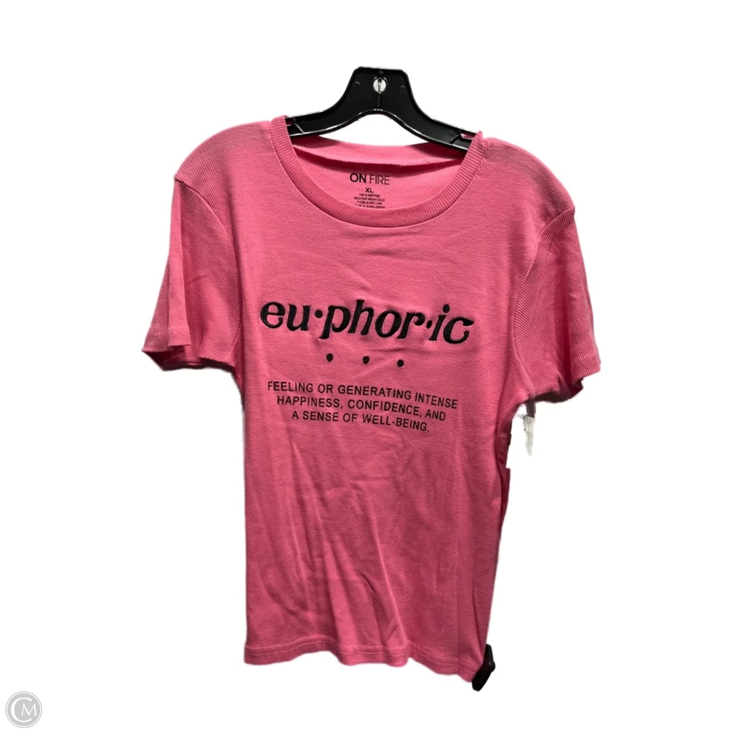 Top Short Sleeve Basic By ON FIRE In Black & Pink, Size: Xl