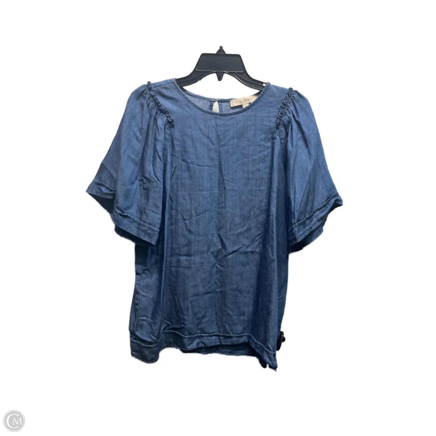 Top Short Sleeve By Loft In Blue Denim, Size: M