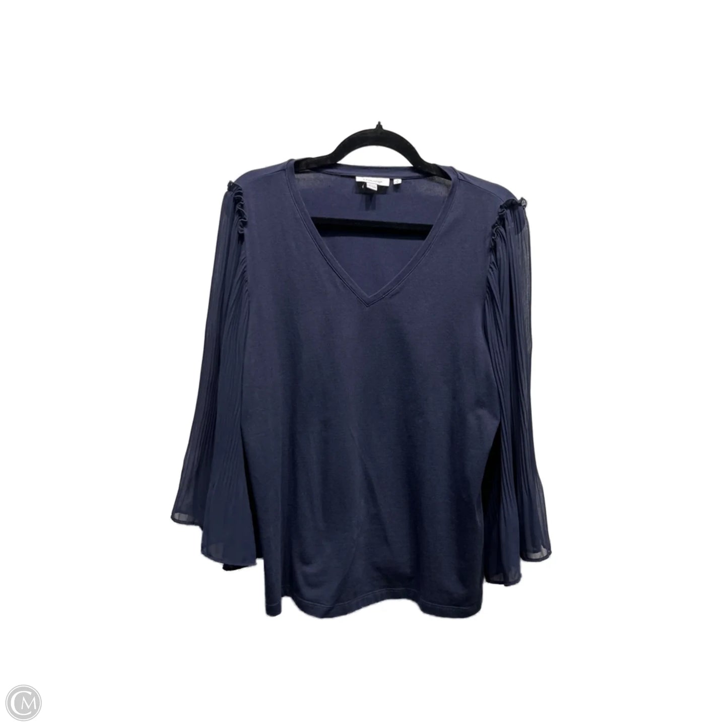 Blouse Long Sleeve By Chicos In Navy, Size: L