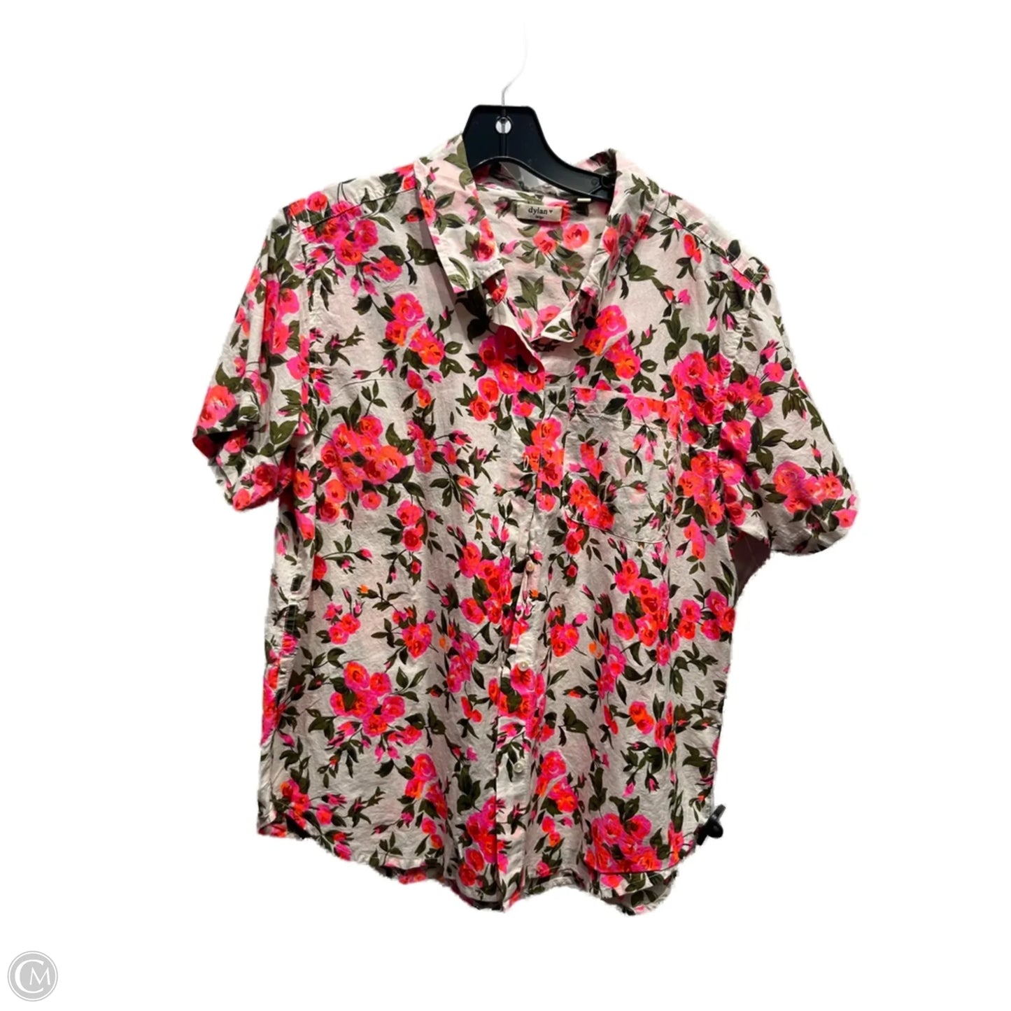 Top Short Sleeve By Dylan In Cream & Pink, Size: L