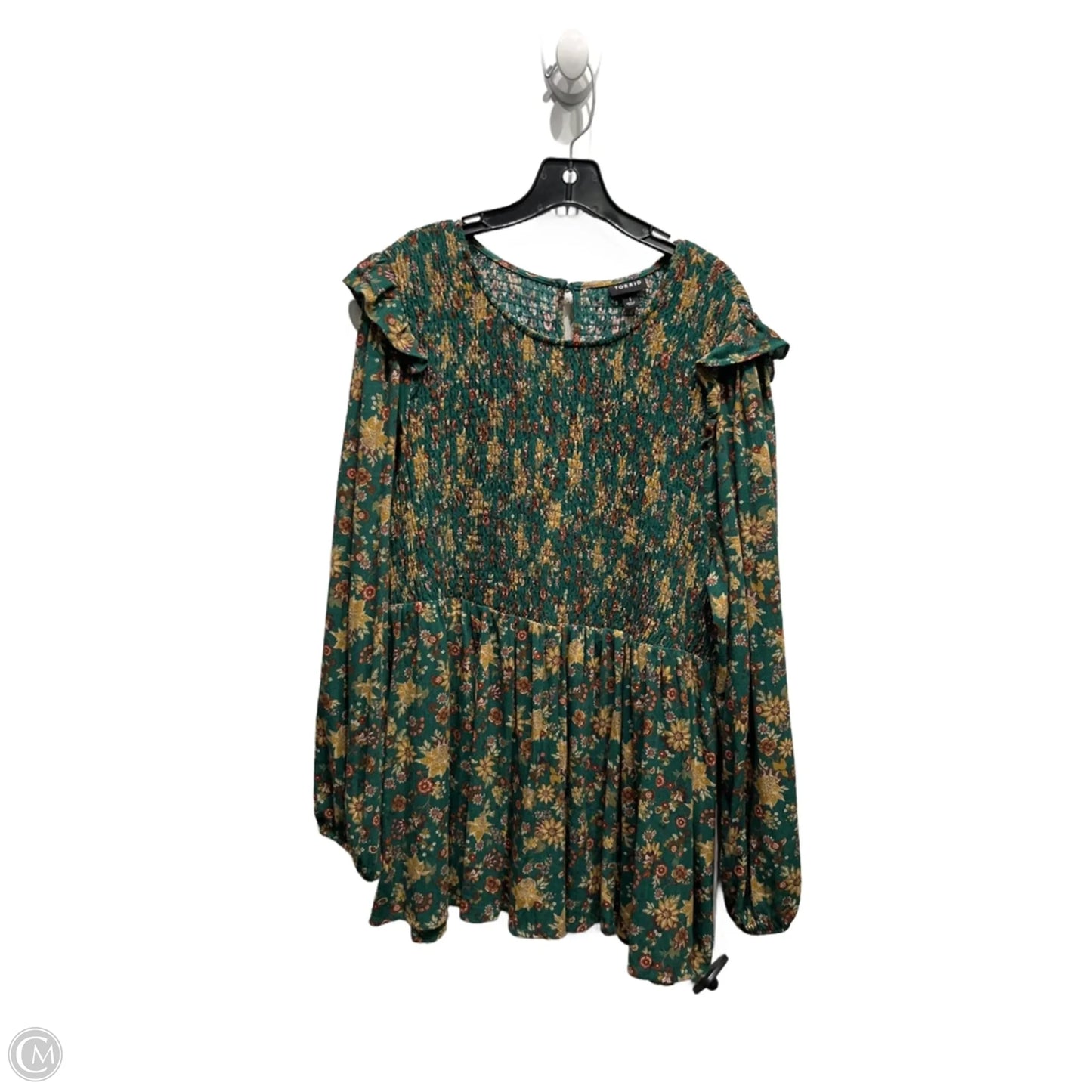 Top Long Sleeve By Torrid In Green, Size: 1x