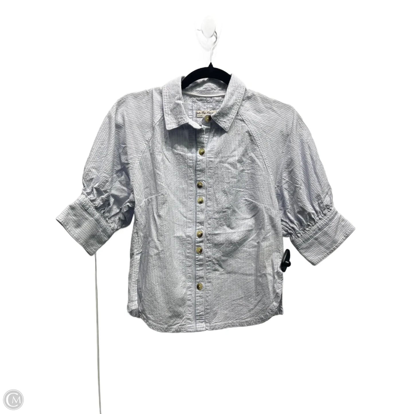 Top Short Sleeve By Free People In Blue & White, Size: Xs