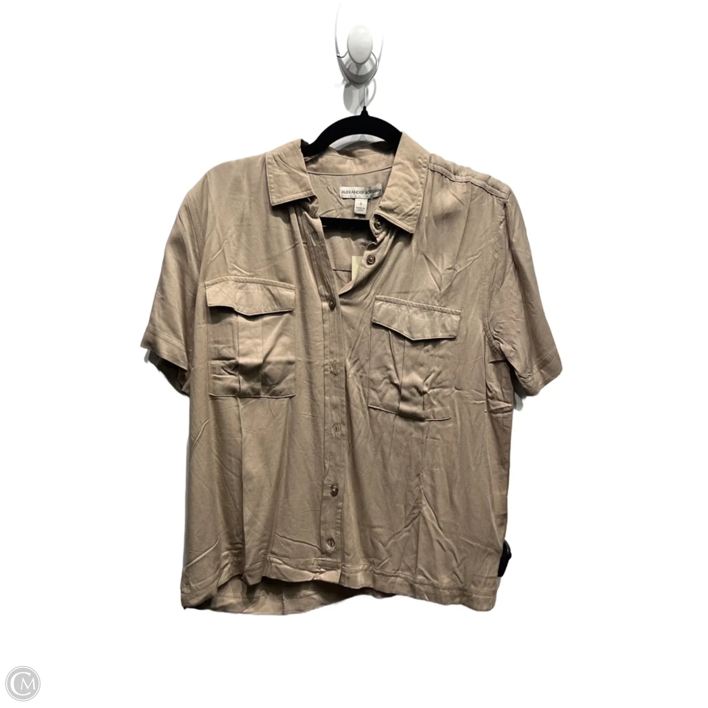 Top Short Sleeve By Alexander Jordan In Tan, Size: S
