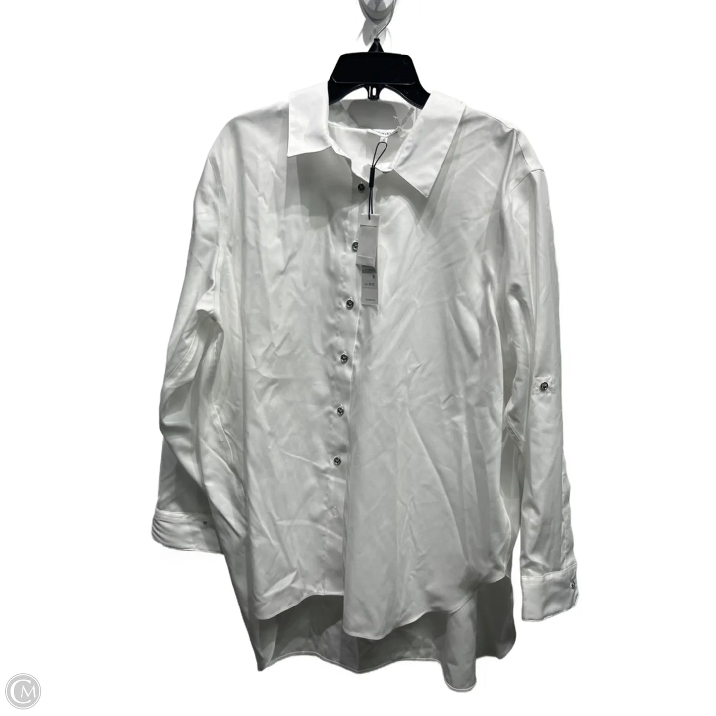Top Long Sleeve By Calvin Klein In White, Size: 1x