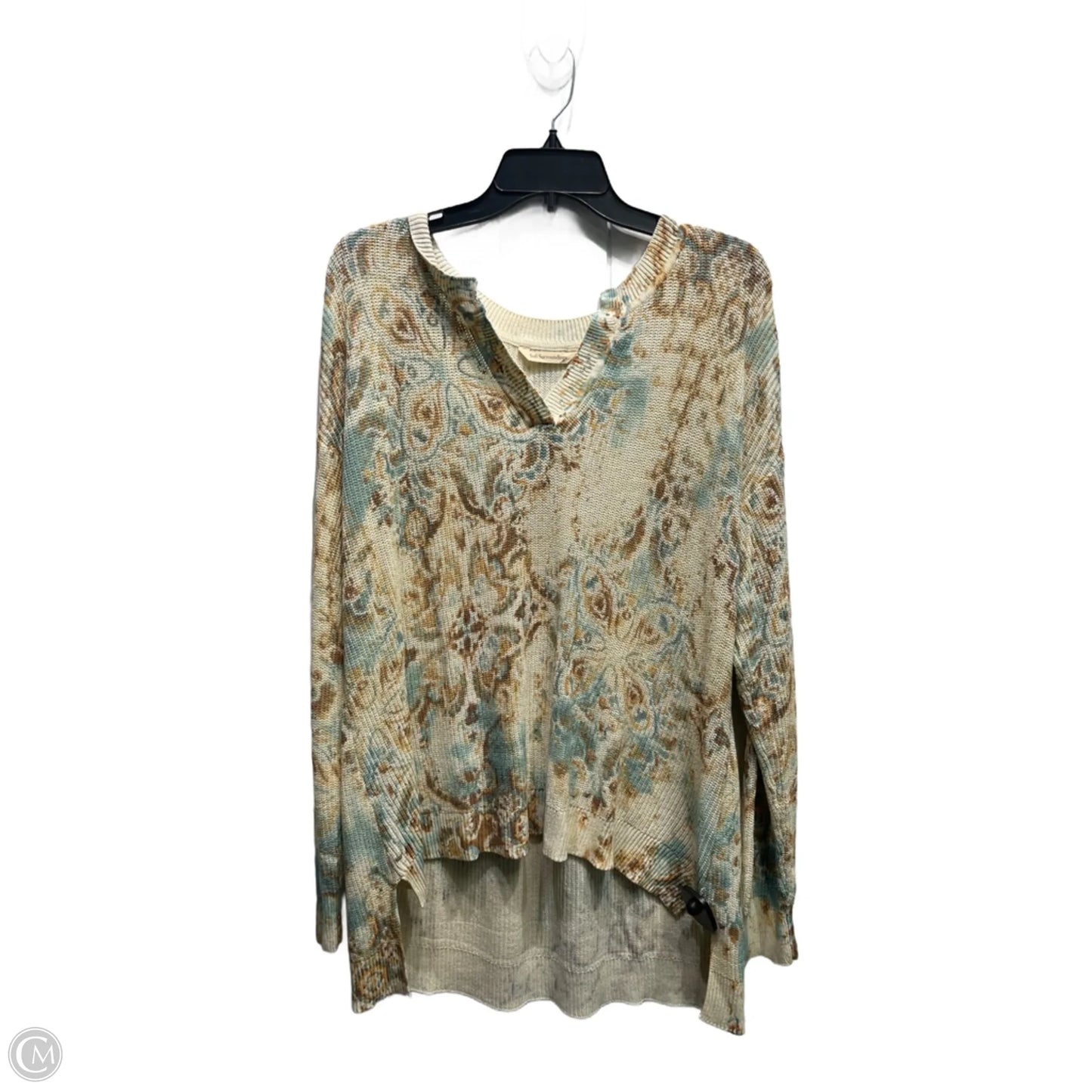 Sweater By Soft Surroundings In Blue & Cream, Size: L